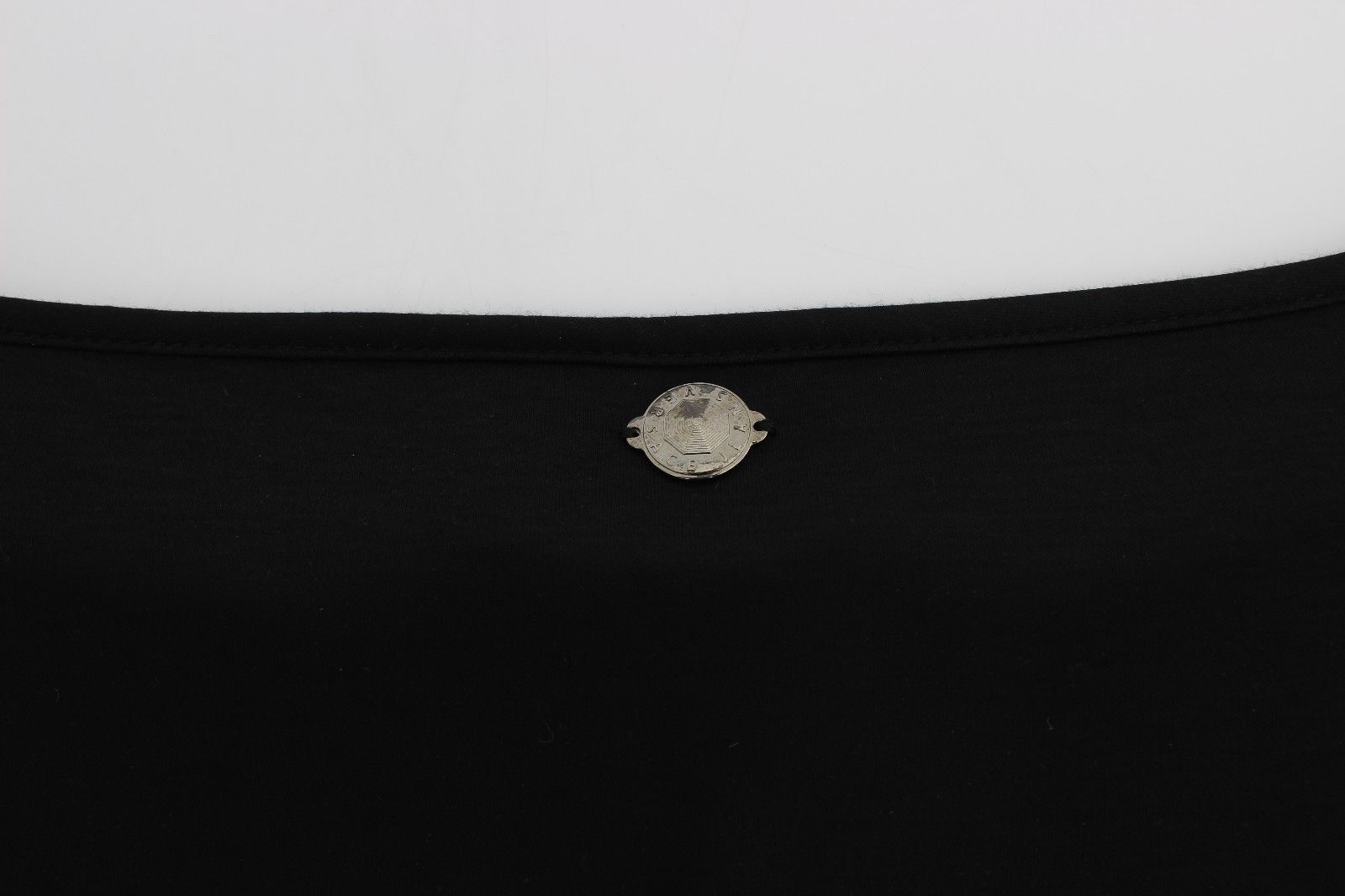 Versace Jeans Black Modal-Silk Shift Knee Dress-8