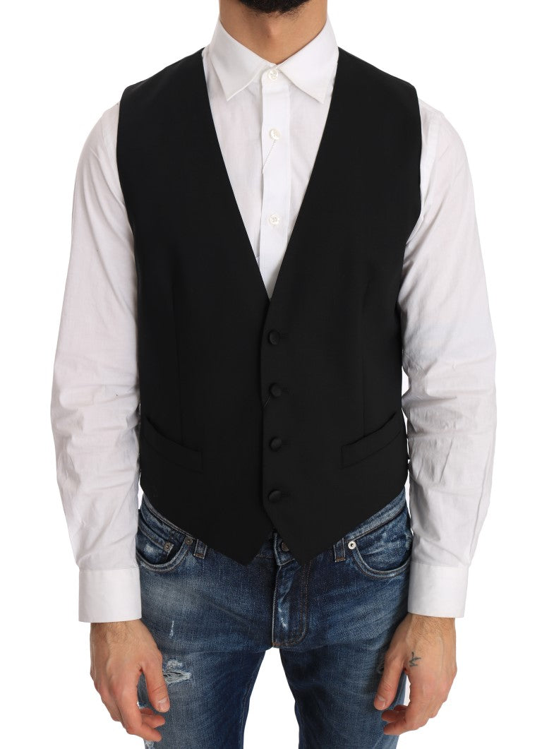 Dolce & Gabbana Black Silk Wool Vest-1