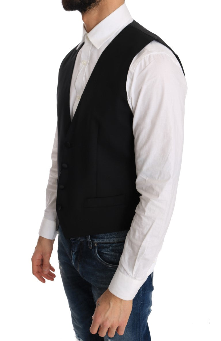 Dolce & Gabbana Black Silk Wool Vest-2