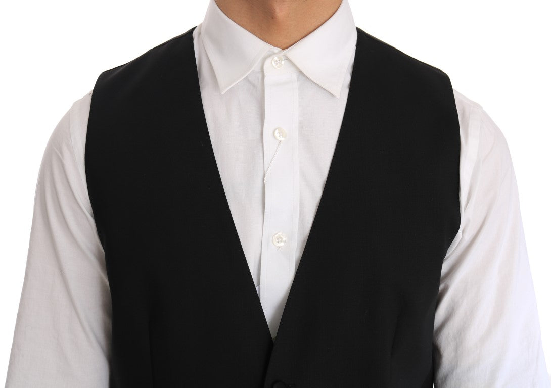 Dolce & Gabbana Black Silk Wool Vest-4