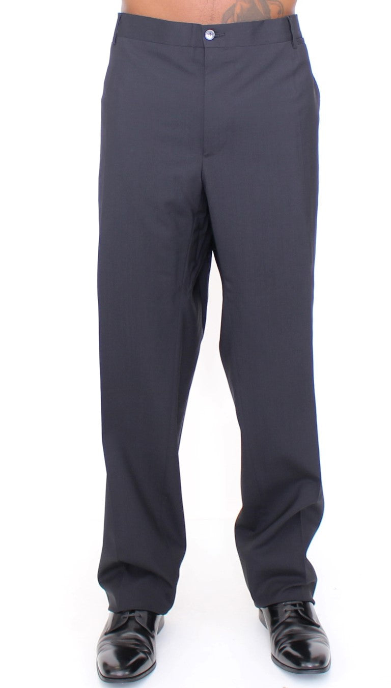 Dolce & Gabbana Schwarze Stretch-Faltenhose aus Wolle-1