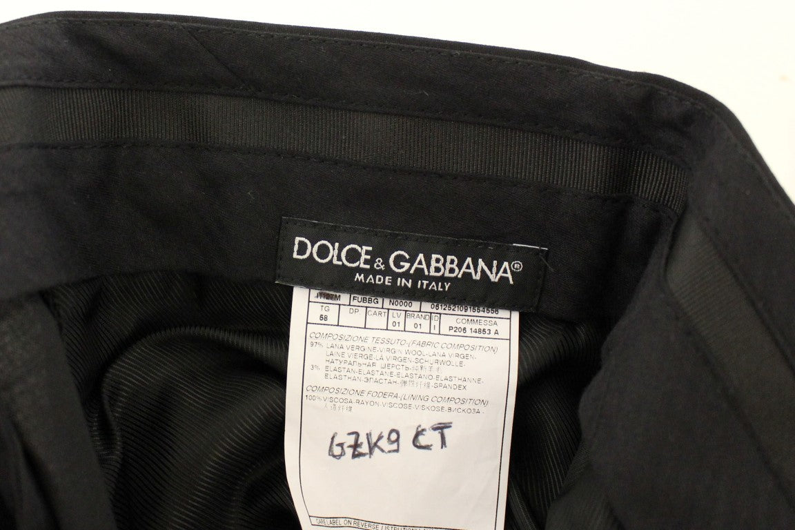 Dolce & Gabbana Schwarze Stretch-Faltenhose aus Wolle-6