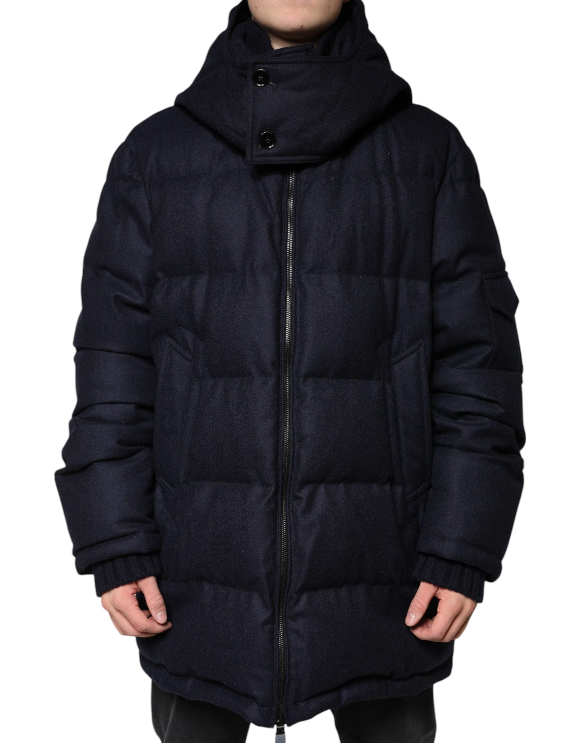 Dolce & Gabbana Black Nylon Hooded Puffer Coat Jacket Men's Coat