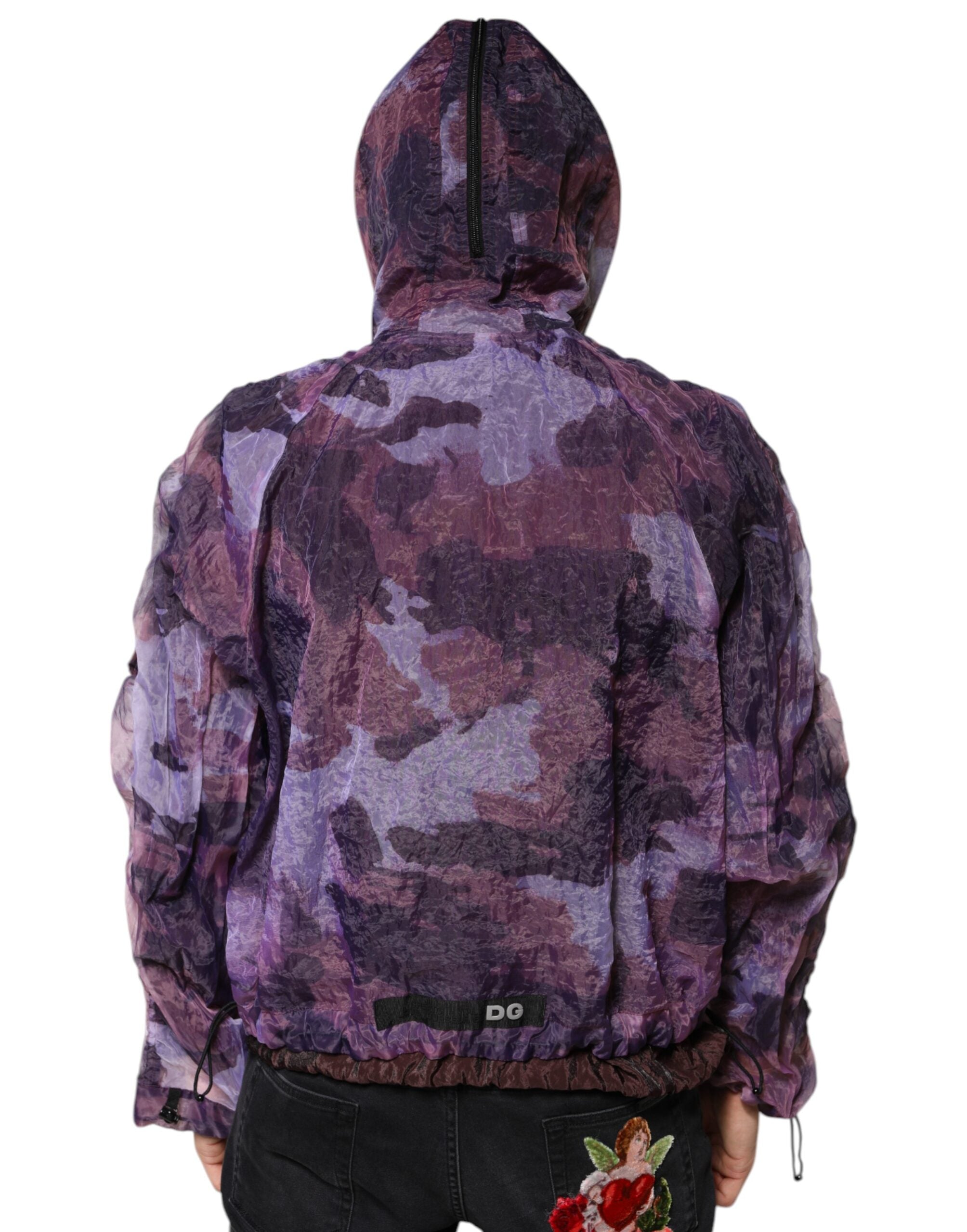 Dolce & Gabbana Purple Camouflage Hooded Blouson Jacket for Men-4