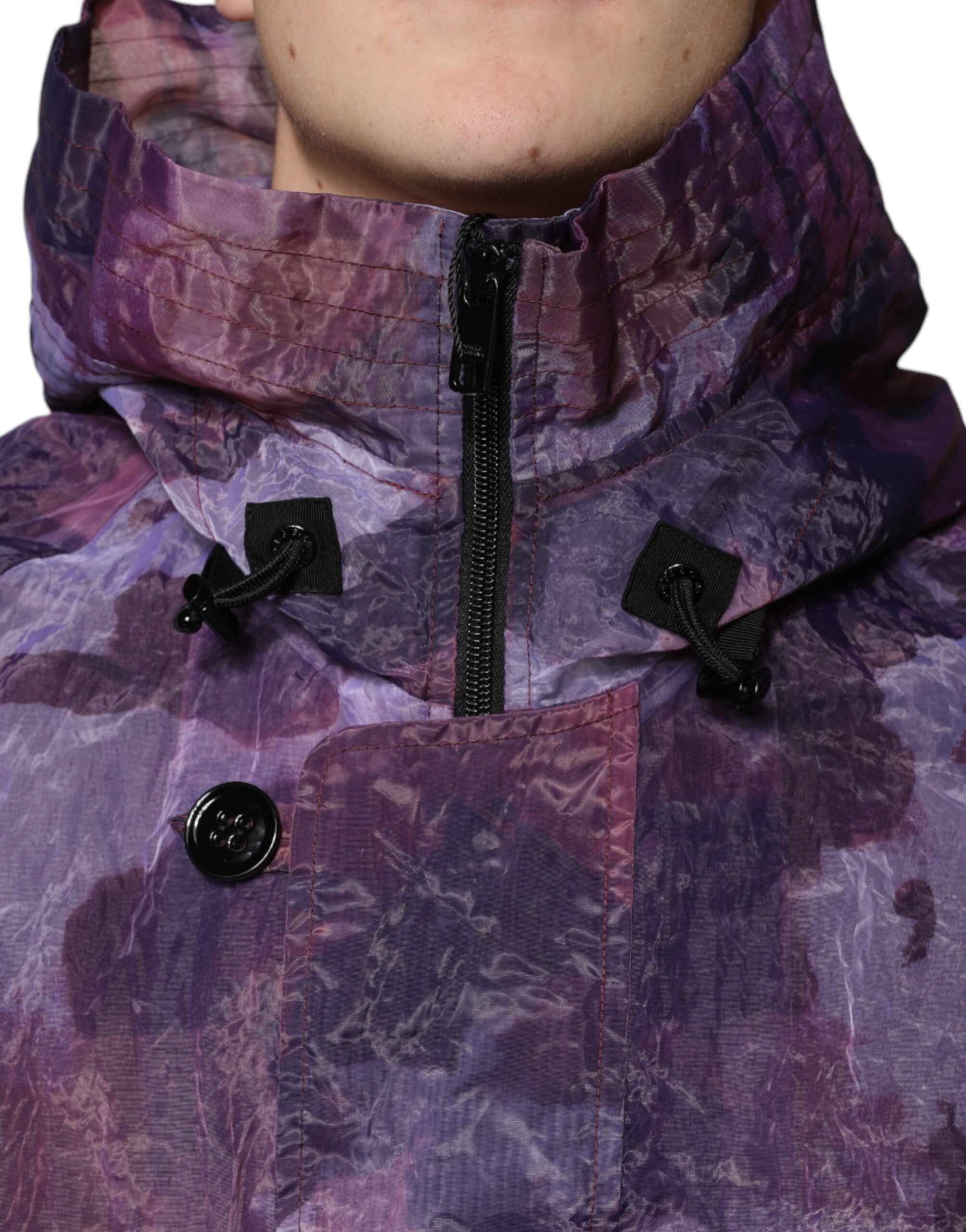 Dolce & Gabbana Purple Camouflage Hooded Blouson Jacket for Men-5