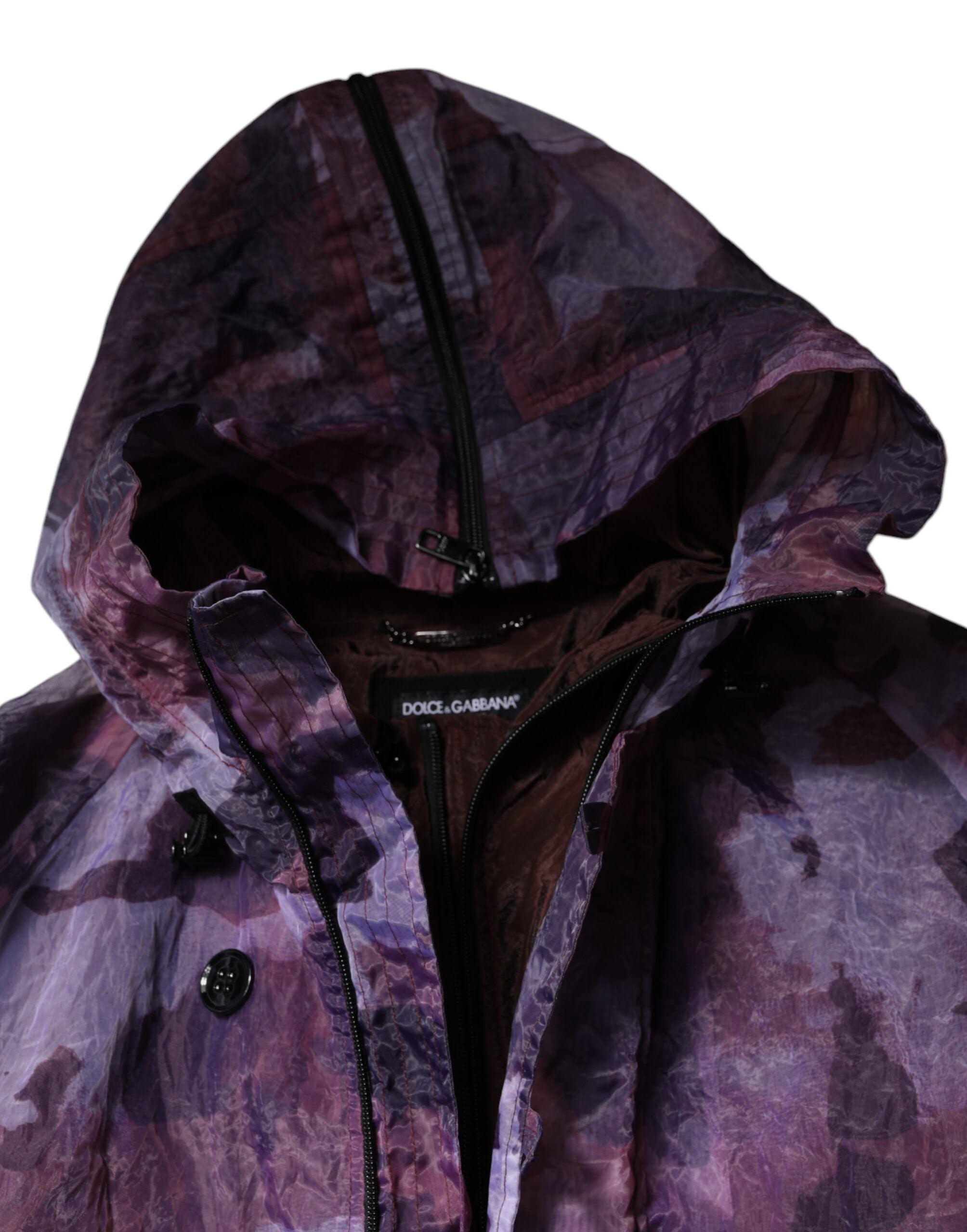 Dolce & Gabbana Purple Camouflage Hooded Blouson Jacket for Men-7