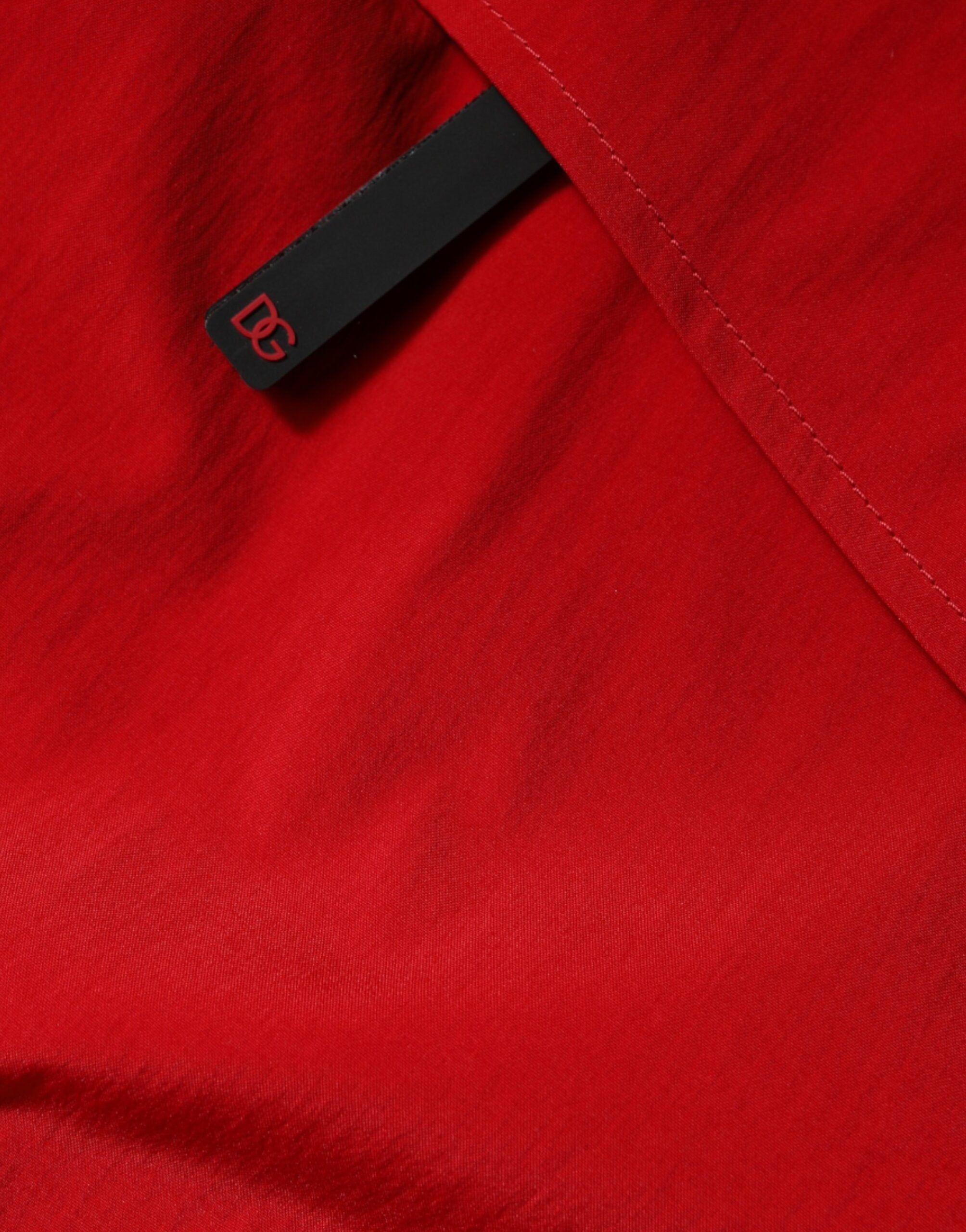 Dolce & Gabbana Rote Nylon Kapuzen-Parka-Jacke für Männer mit Reißverschluss-6
