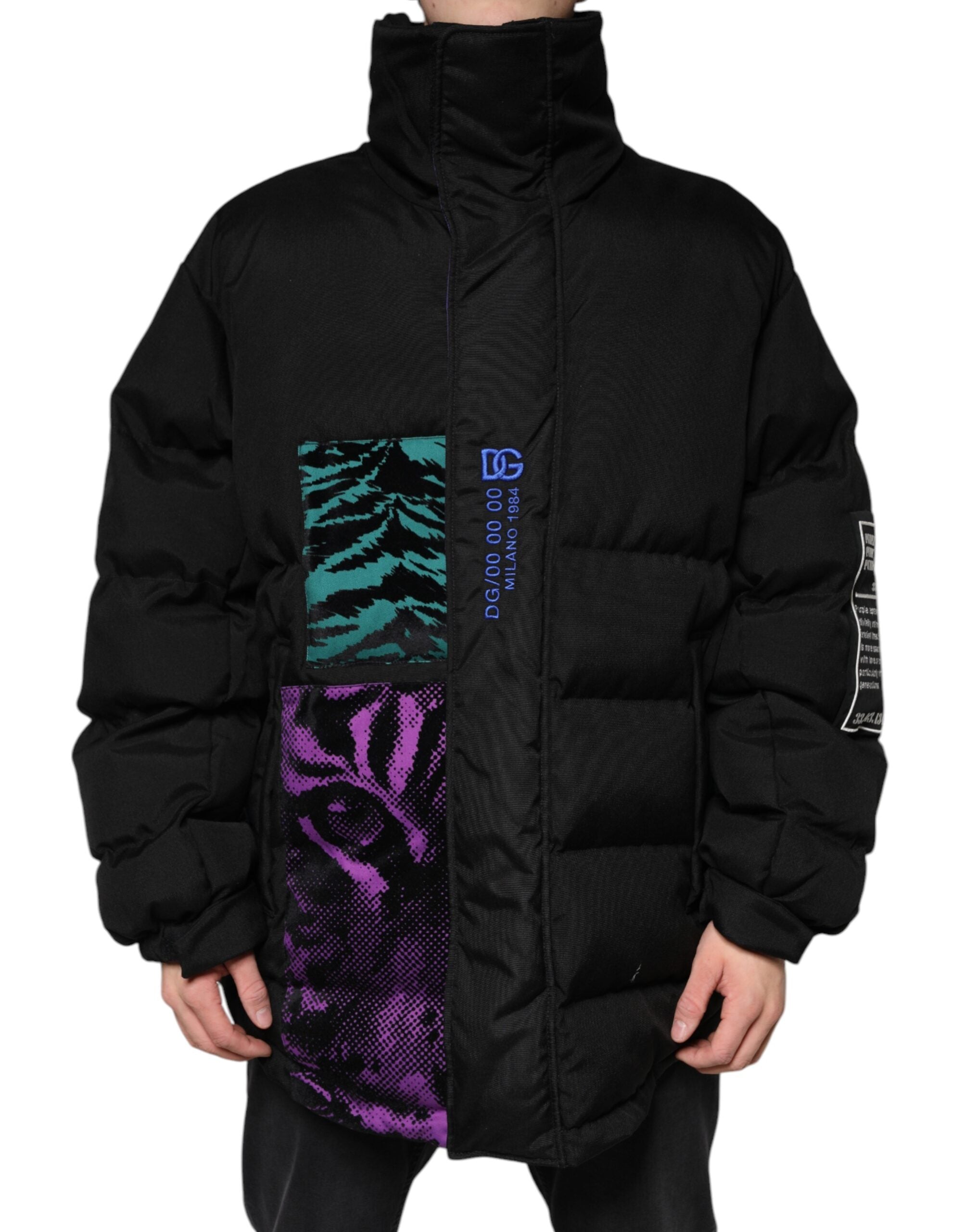 Dolce & Gabbana Black Nylon Puffer Men's Full Zip Jacket