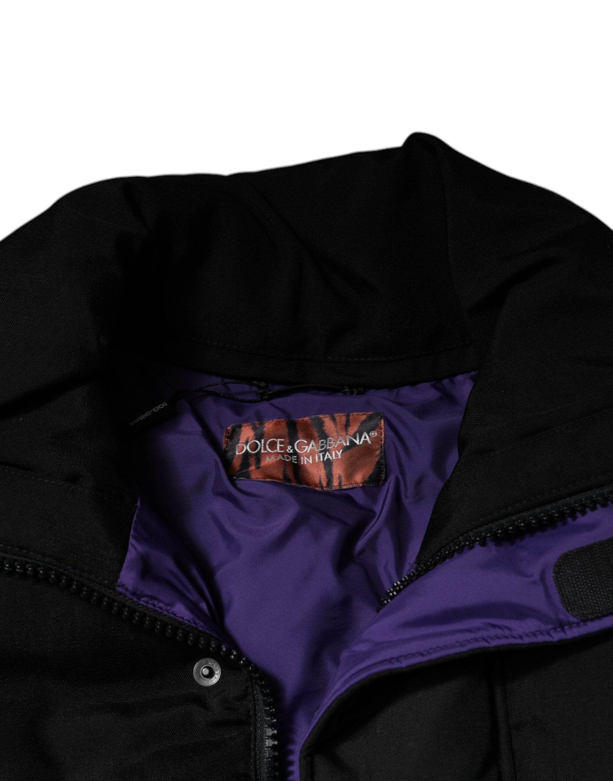 Dolce & Gabbana Schwarze Nylon Puffer Männer Full Zip Jacke-7