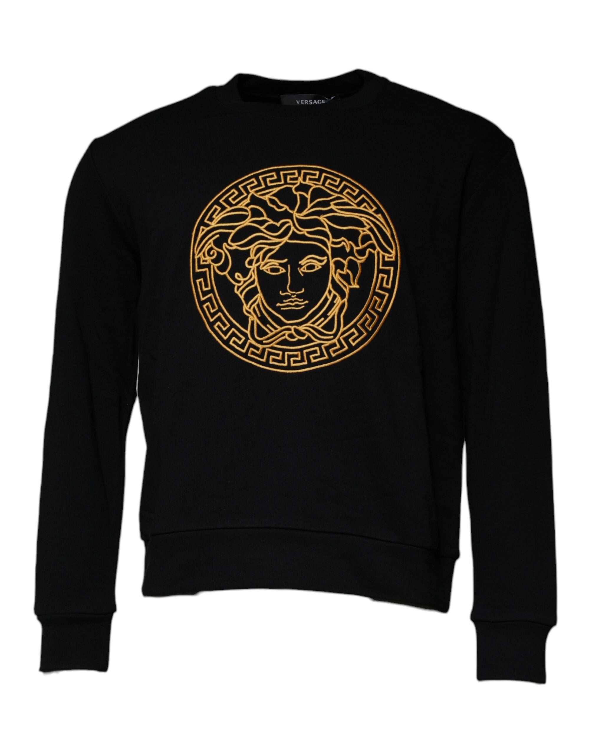 Versace black sweater with Medusa embroidery and round neck-2