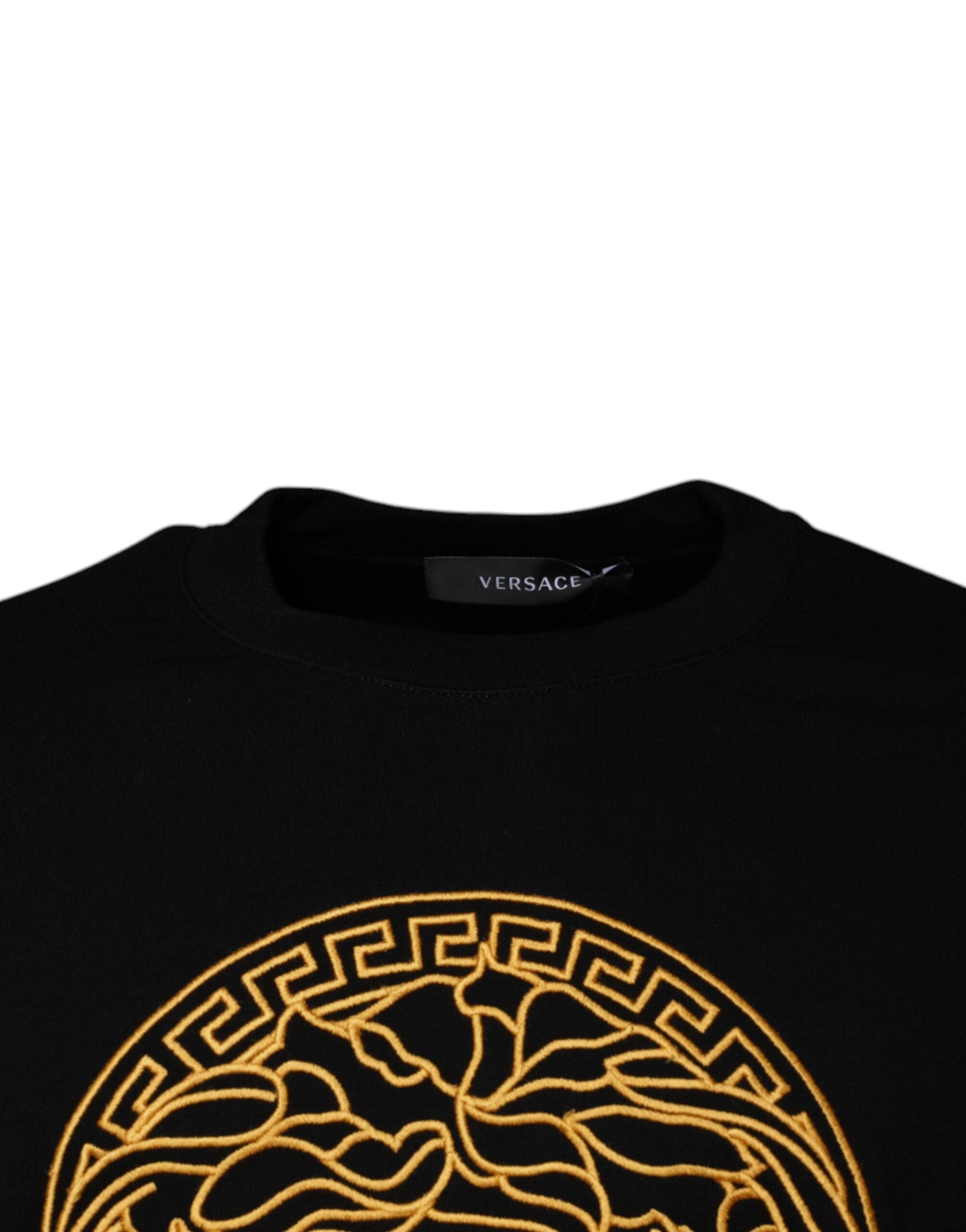 Versace black sweater with Medusa embroidery and round neck-3