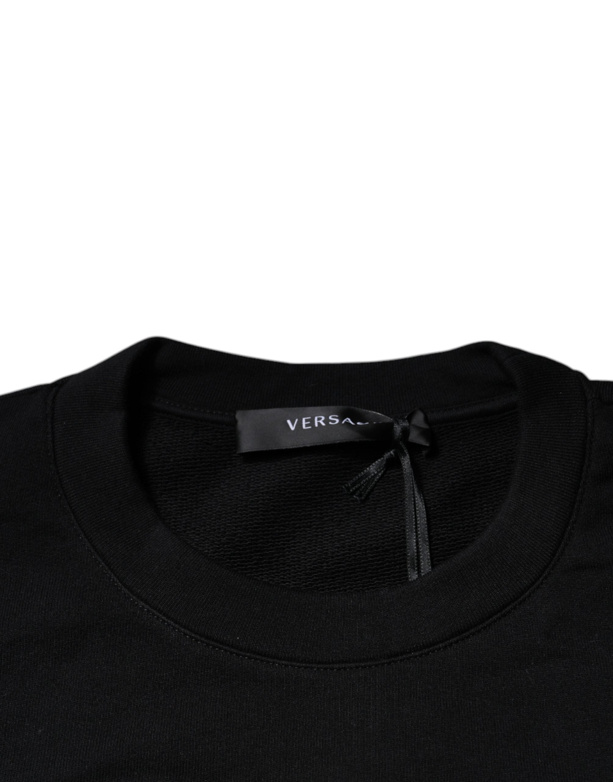 Versace black sweater with Medusa embroidery and round neck-5