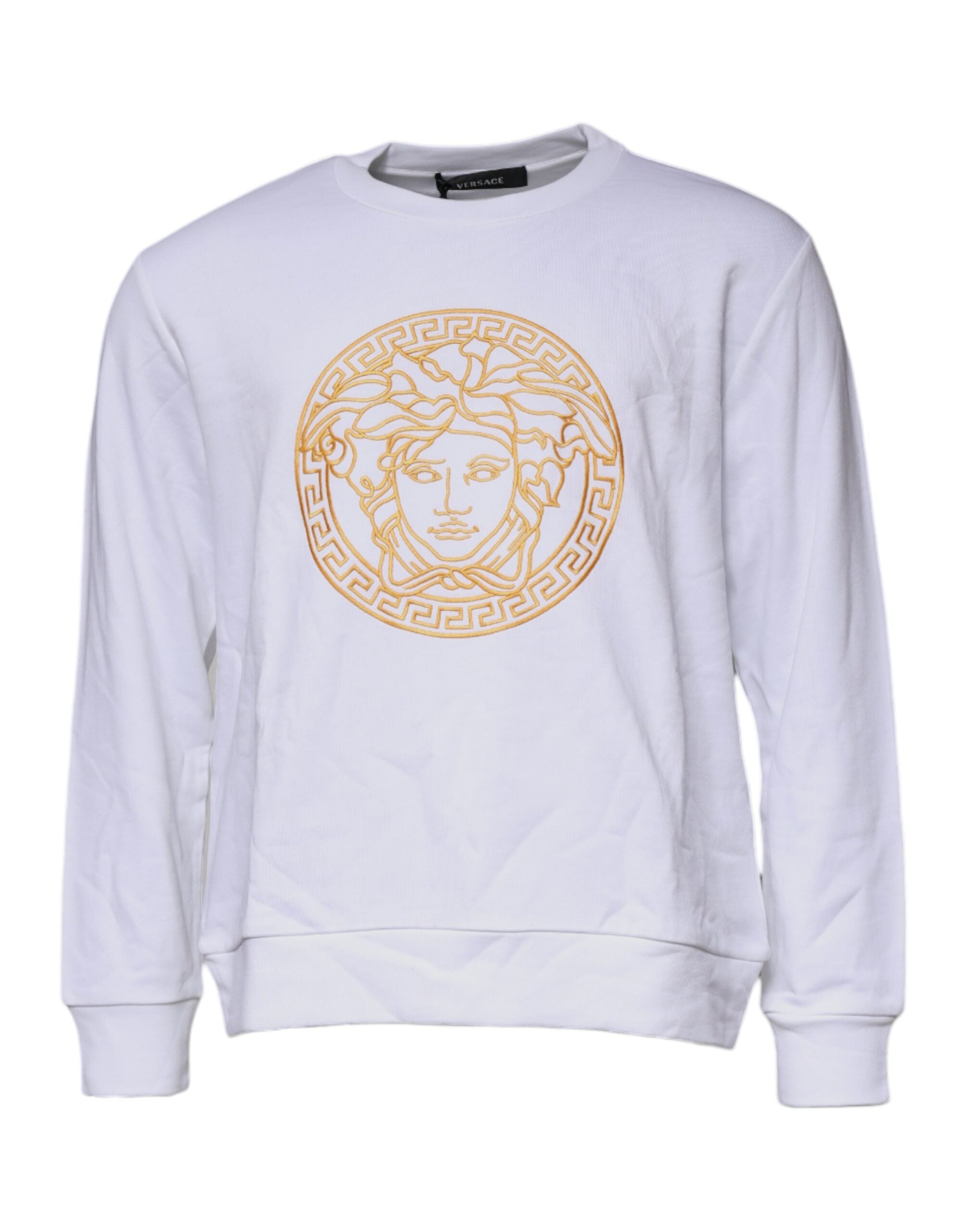 Versace Weißer Pullover mit Medusa-Stickerei und Rundhalsausschnitt-2