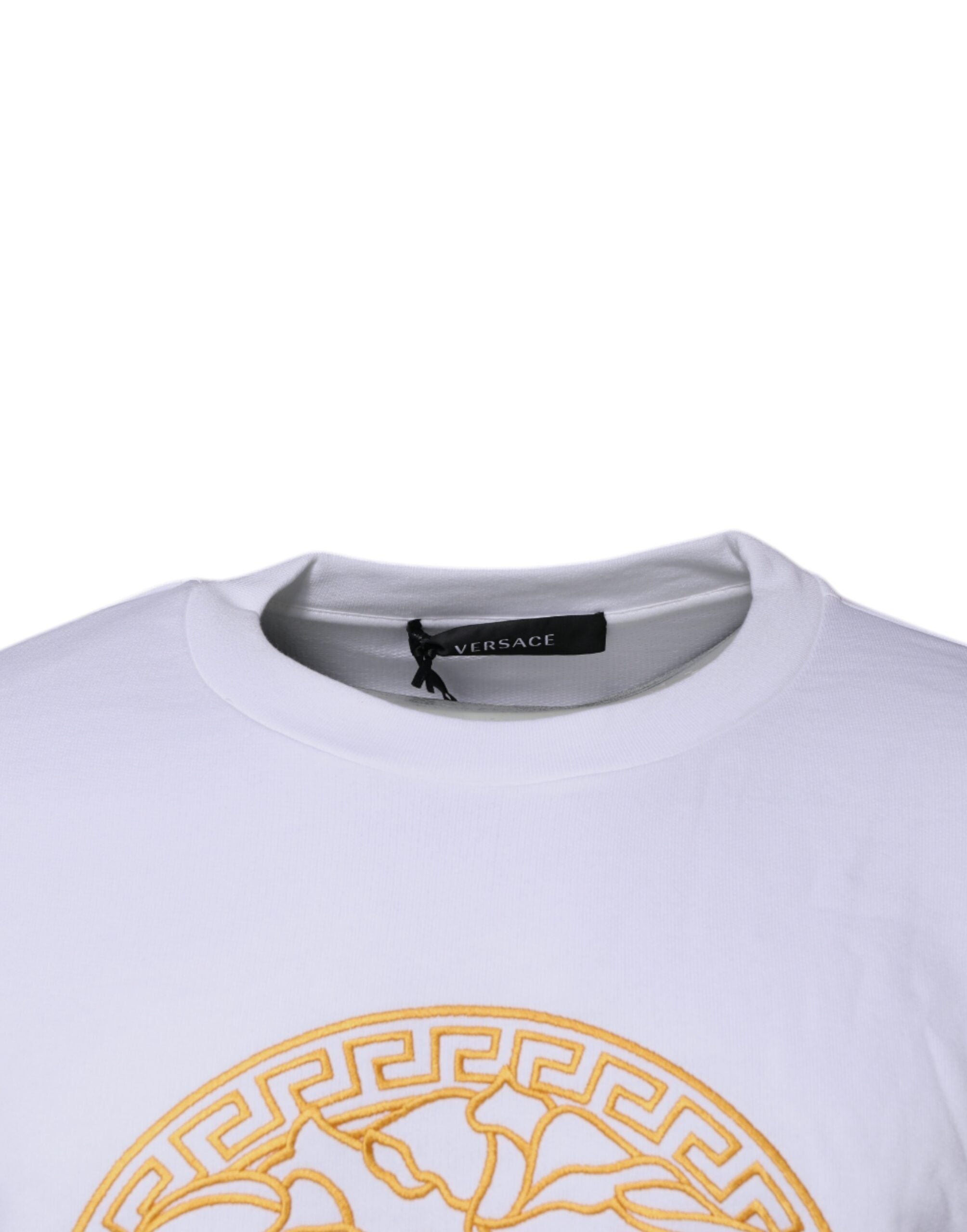 Versace Weißer Pullover mit Medusa-Stickerei und Rundhalsausschnitt-3