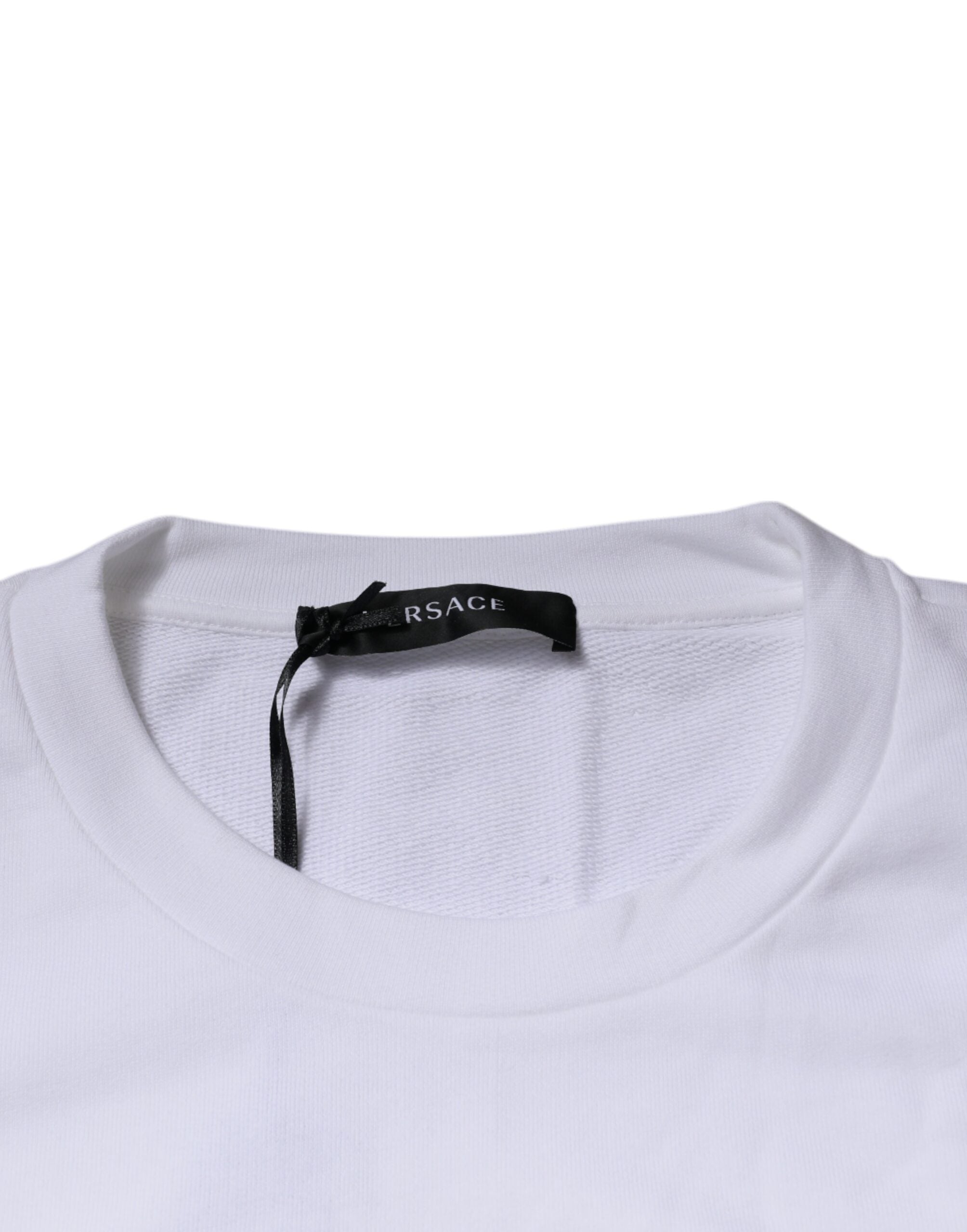 Versace Weißer Pullover mit Medusa-Stickerei und Rundhalsausschnitt-6
