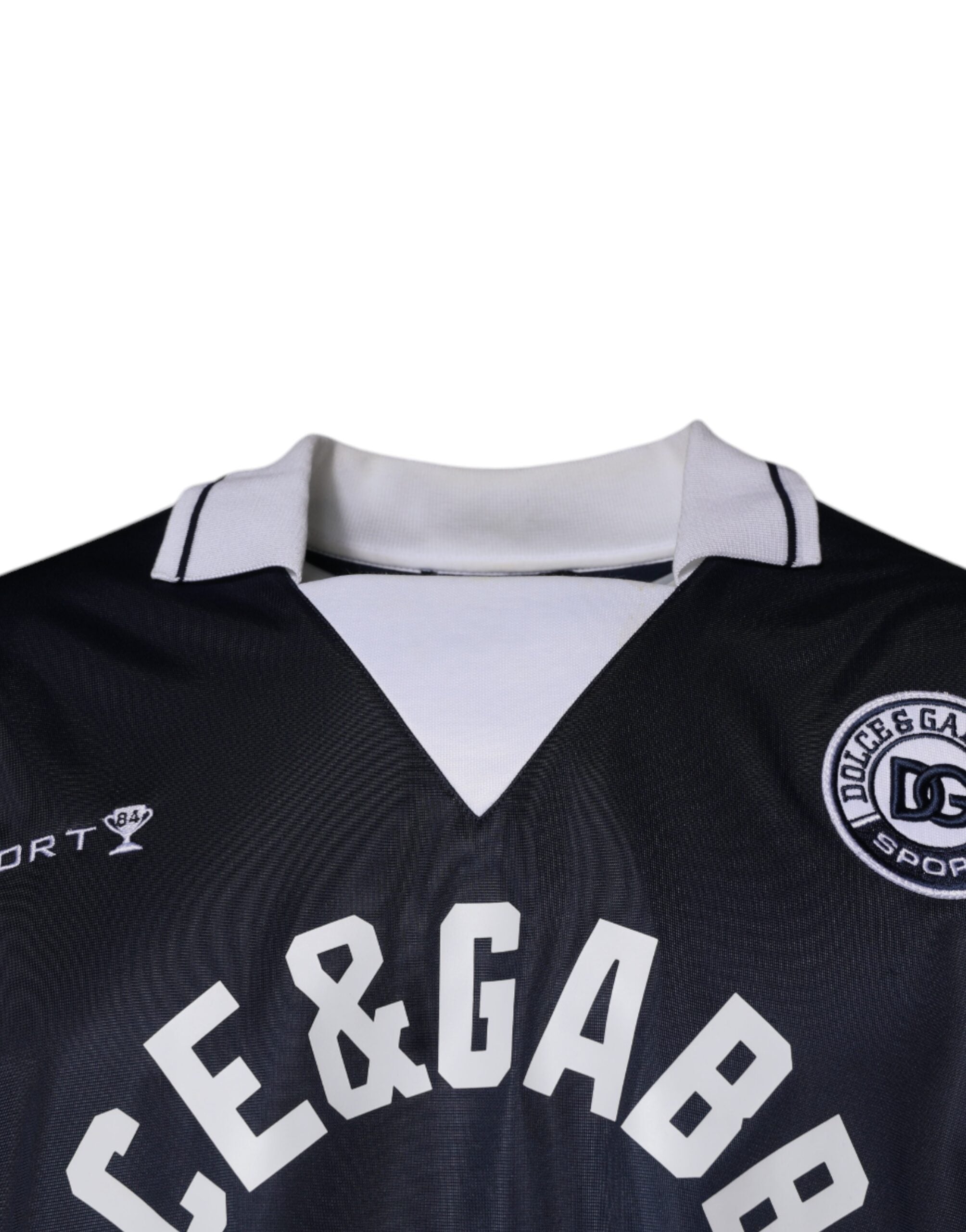 Dolce & Gabbana Blue Logo Jersey Sweater with Collar-3