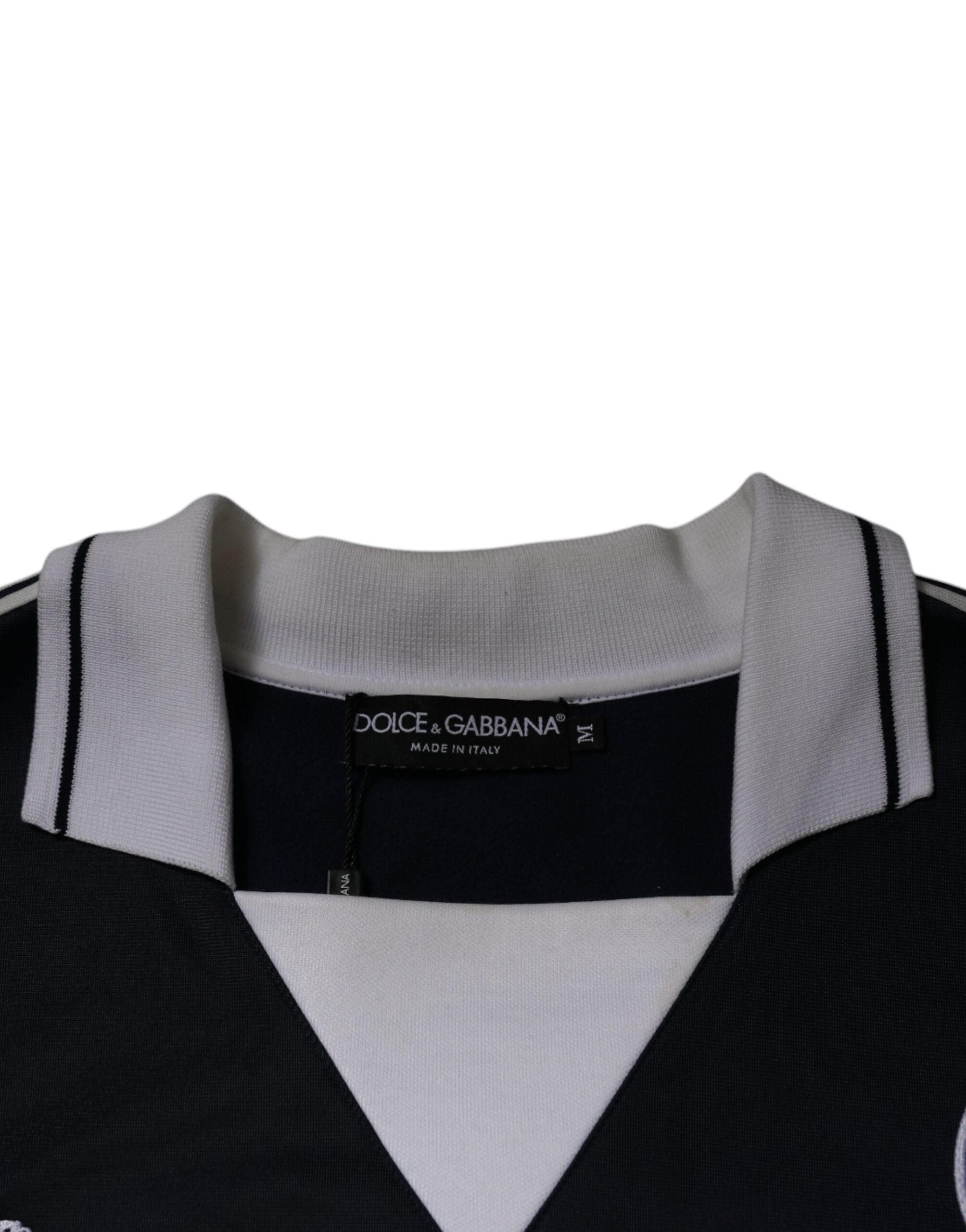 Dolce & Gabbana Blue Logo Jersey Sweater with Collar-6
