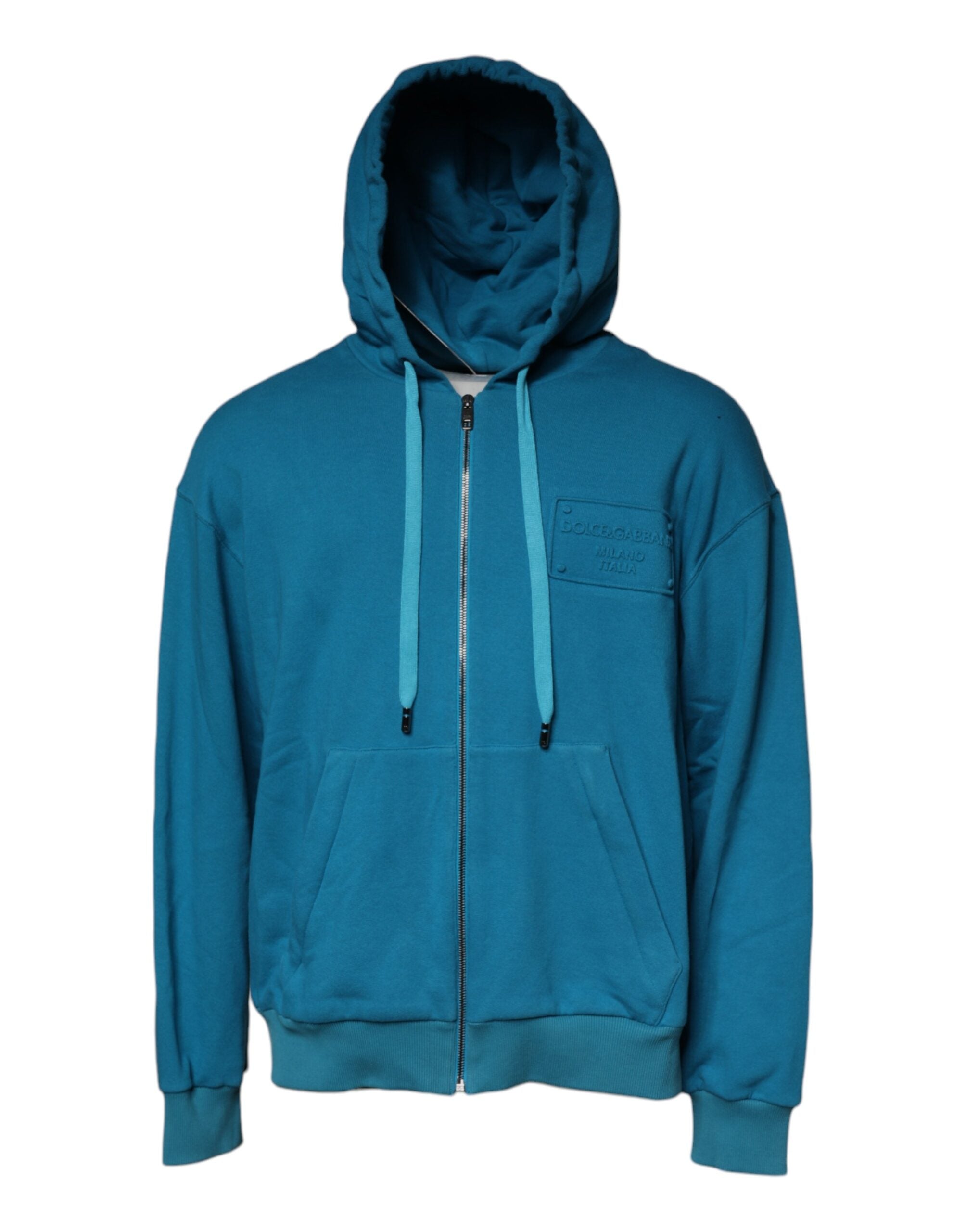 Dolce & Gabbana Blaues Logo-Sweatshirt aus Baumwolle mit Kapuze Pullover-2