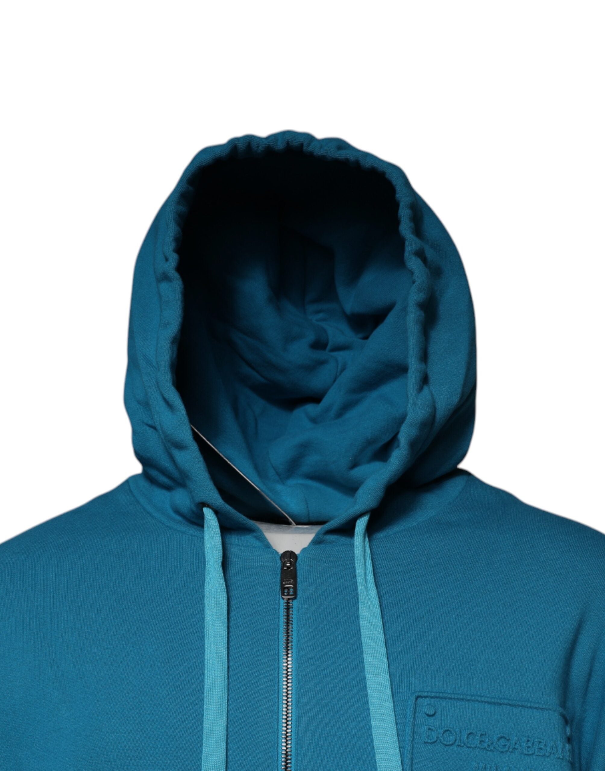 Dolce & Gabbana Blaues Logo-Sweatshirt aus Baumwolle mit Kapuze Pullover-3