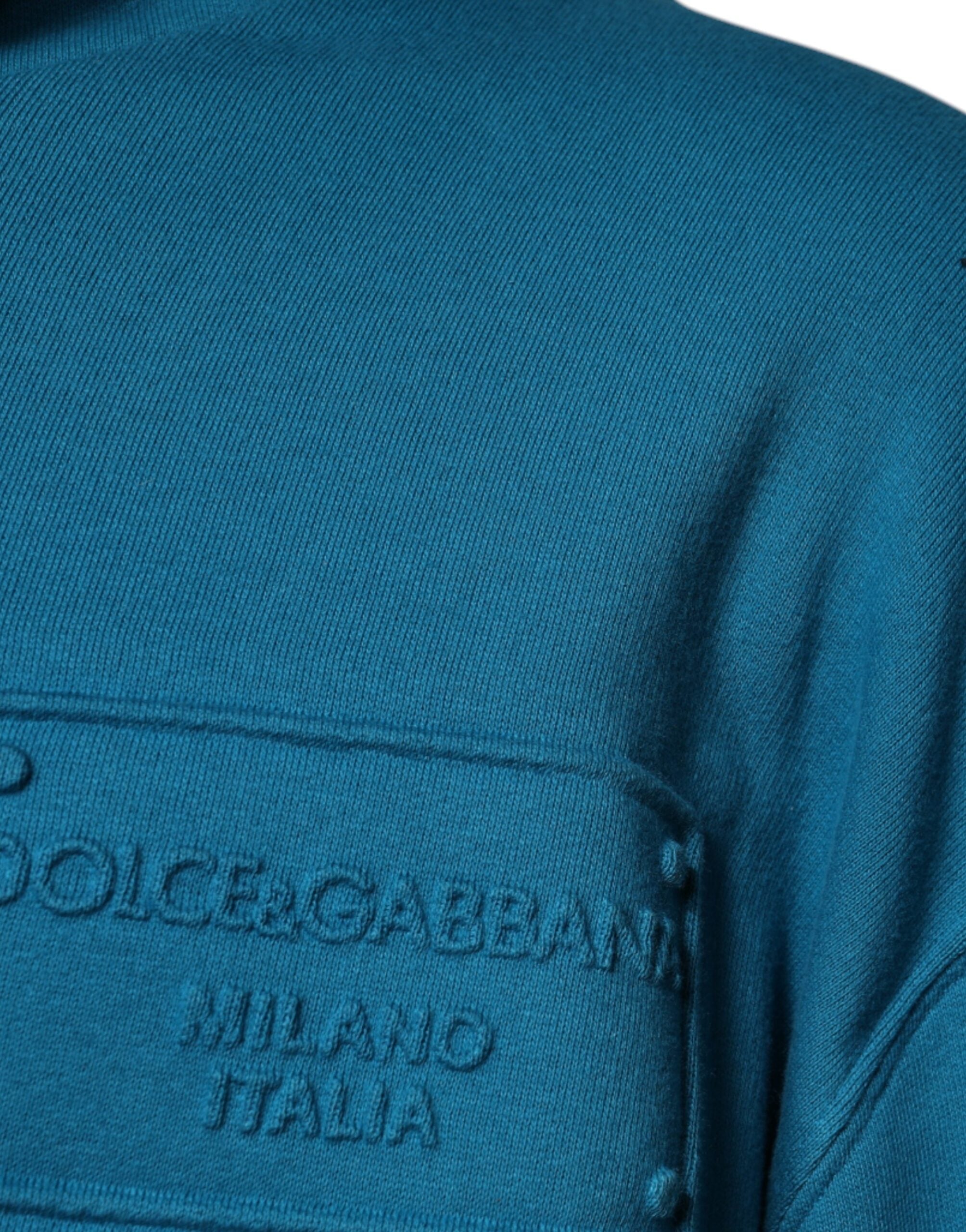 Dolce & Gabbana Blaues Logo-Sweatshirt aus Baumwolle mit Kapuze Pullover-4