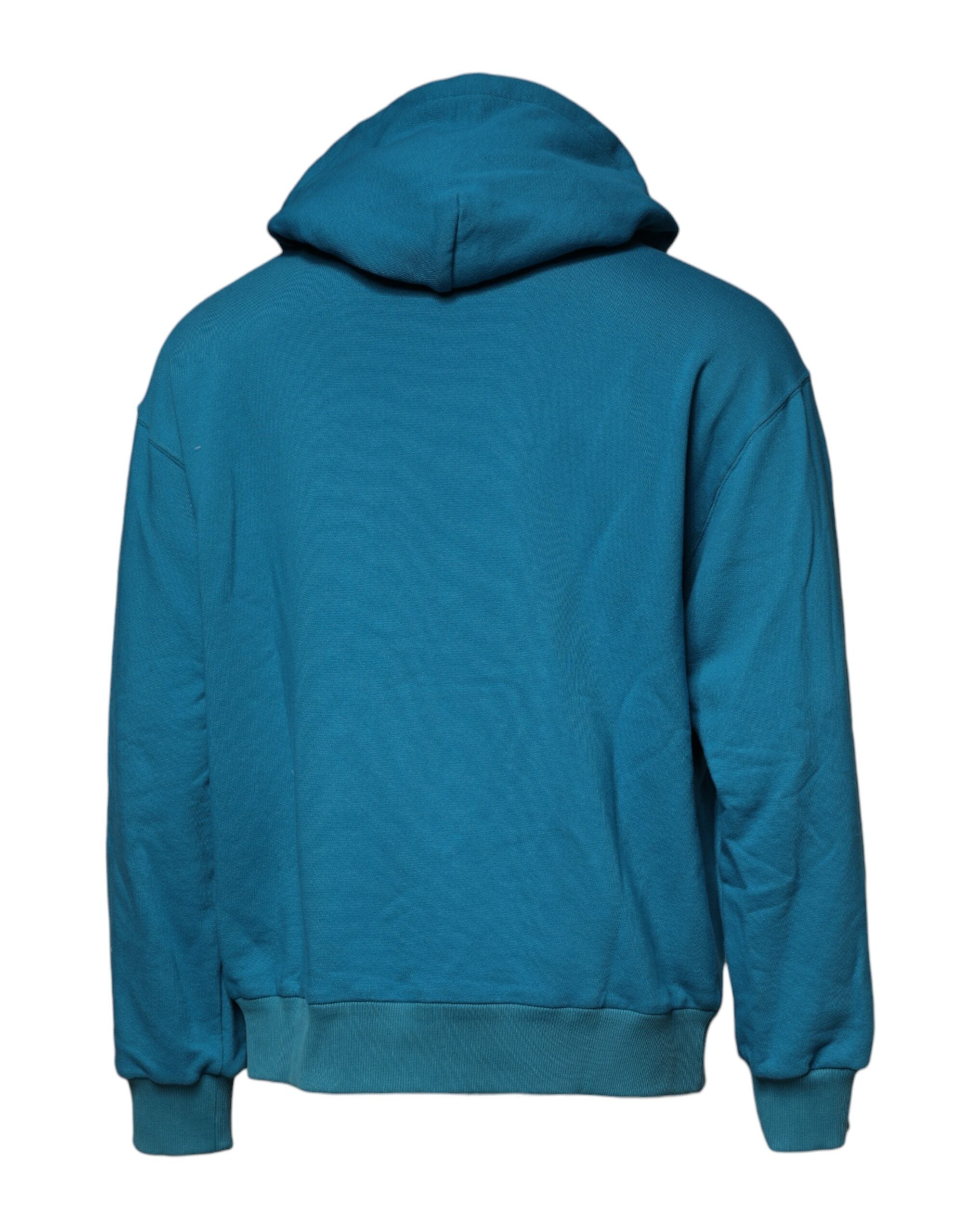 Dolce & Gabbana Blaues Logo-Sweatshirt aus Baumwolle mit Kapuze Pullover-5