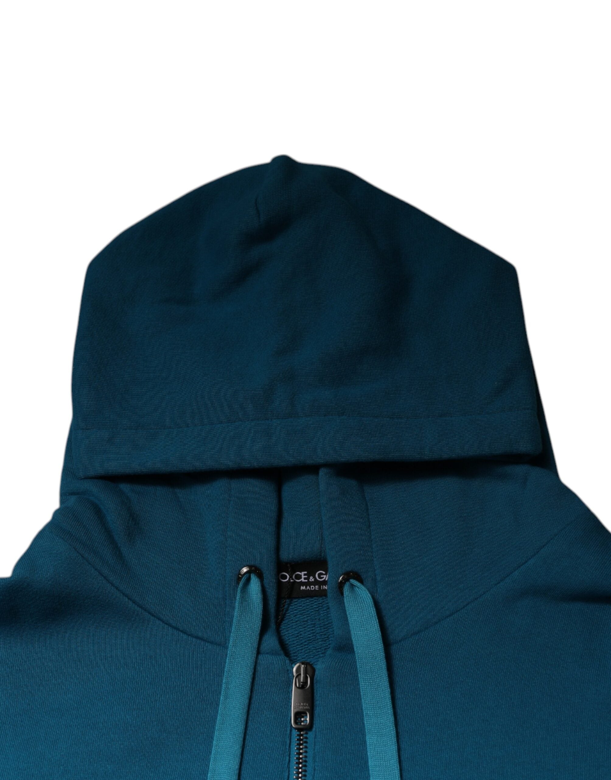 Dolce & Gabbana Blaues Logo-Sweatshirt aus Baumwolle mit Kapuze Pullover-6
