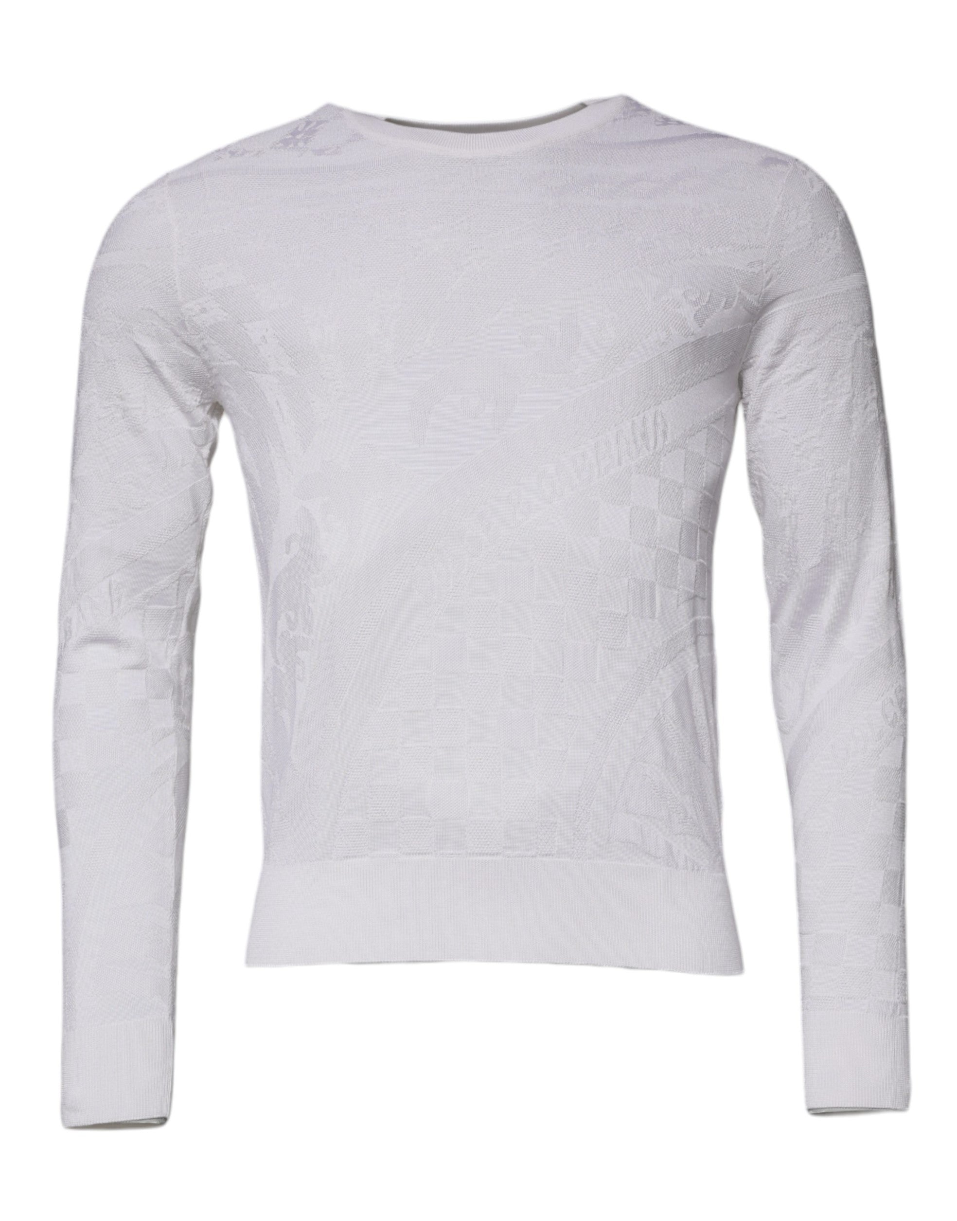 Dolce & Gabbana Weißer Seiden-Rundhals-Pullover für Männer-1
