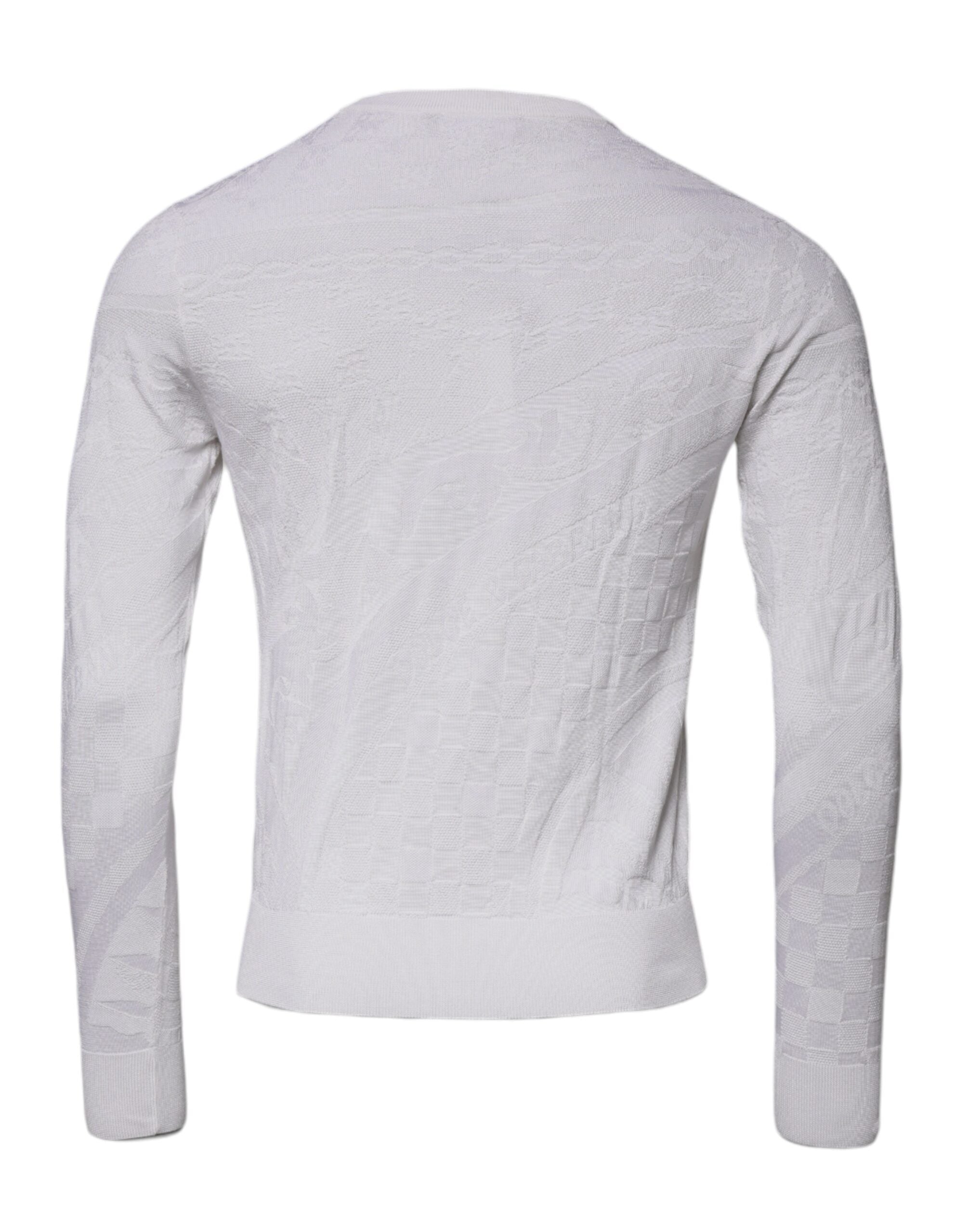 Dolce & Gabbana Weißer Seiden-Rundhals-Pullover für Männer-5