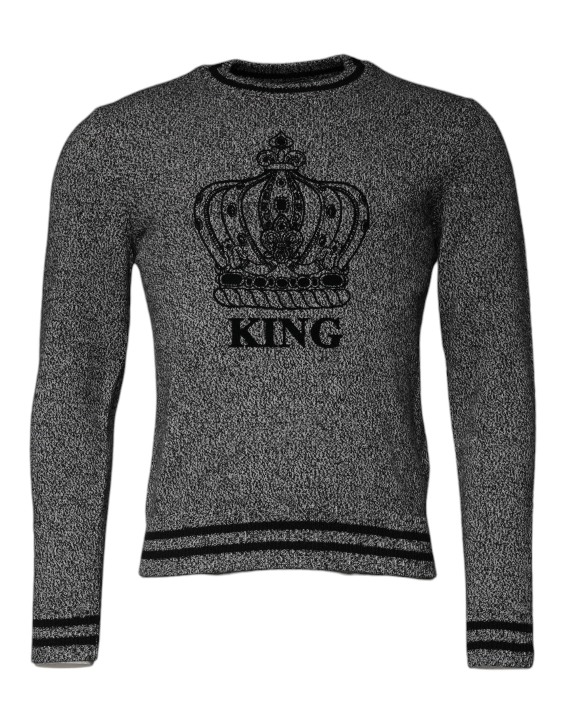 Dolce & Gabbana Grey Crown King Cashmere Sweater-1