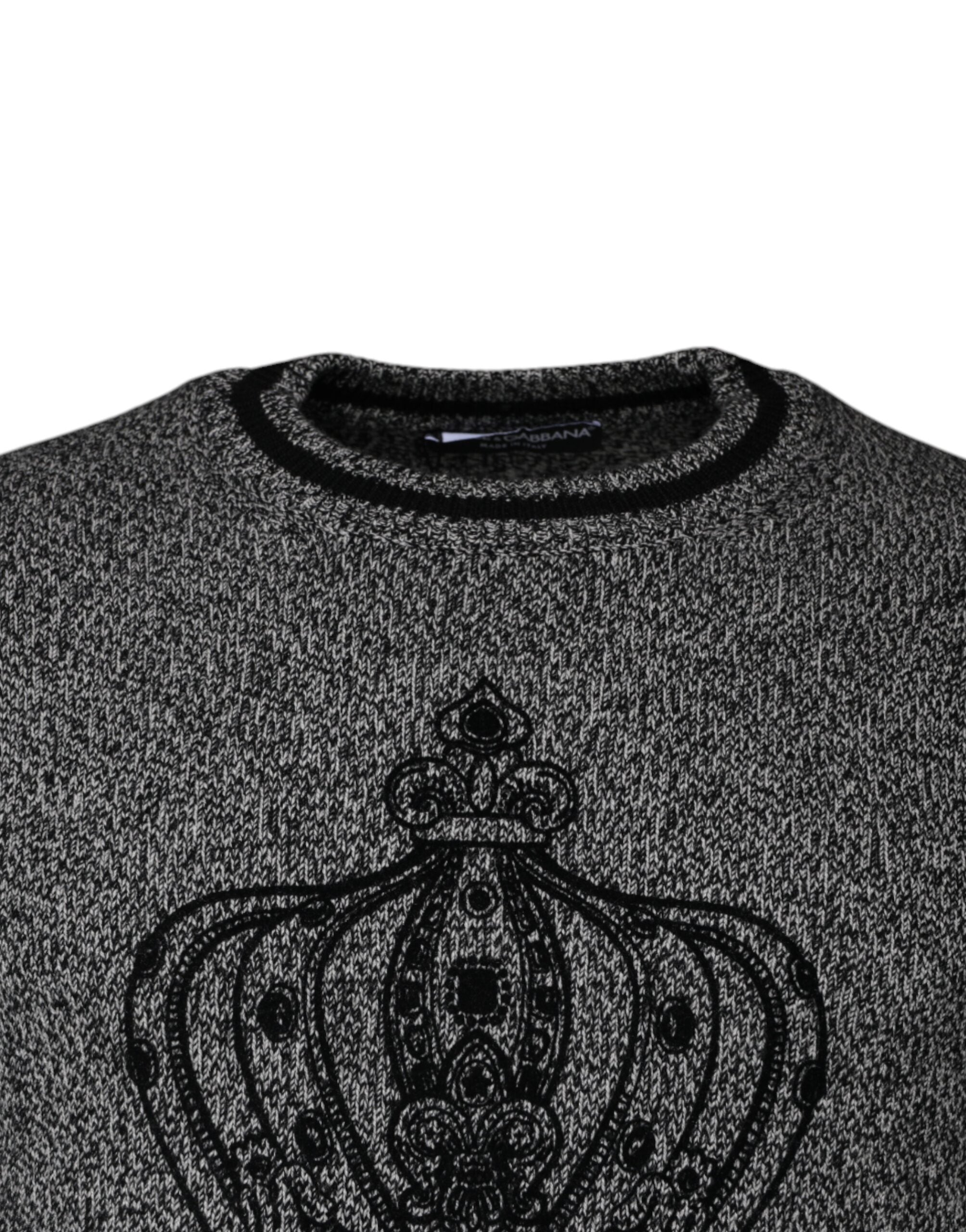Dolce & Gabbana Grey Crown King Cashmere Sweater-3