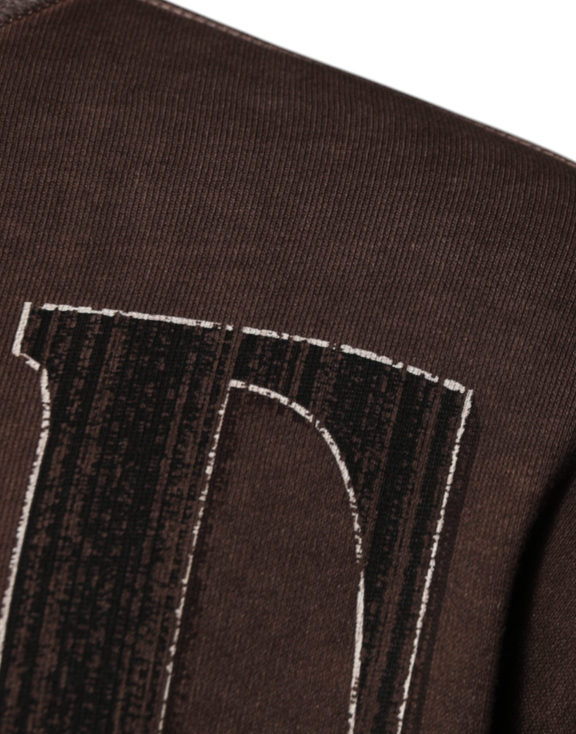 Dolce & Gabbana brown crew neck sweater with logo print-4