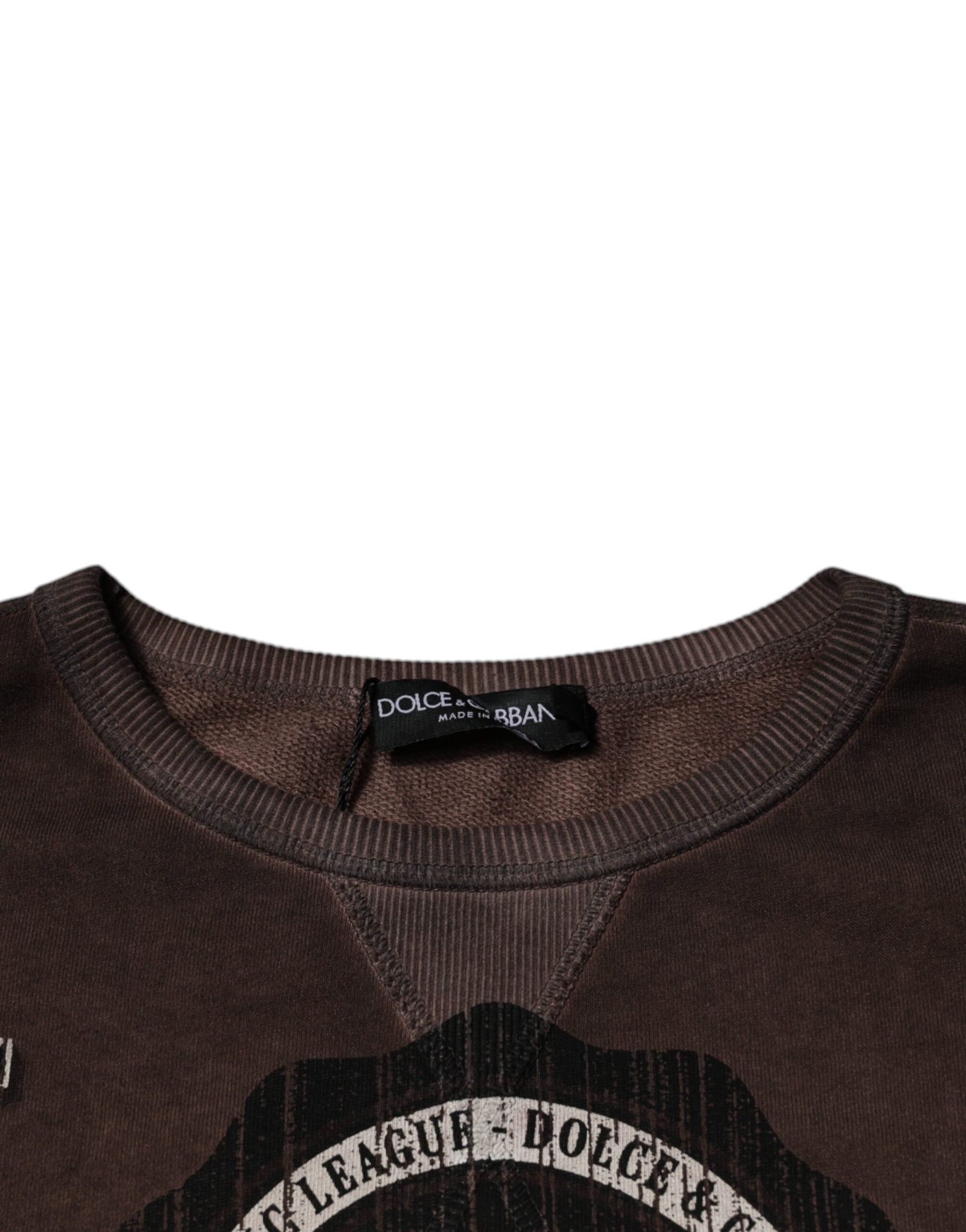 Dolce & Gabbana brown crew neck sweater with logo print-6