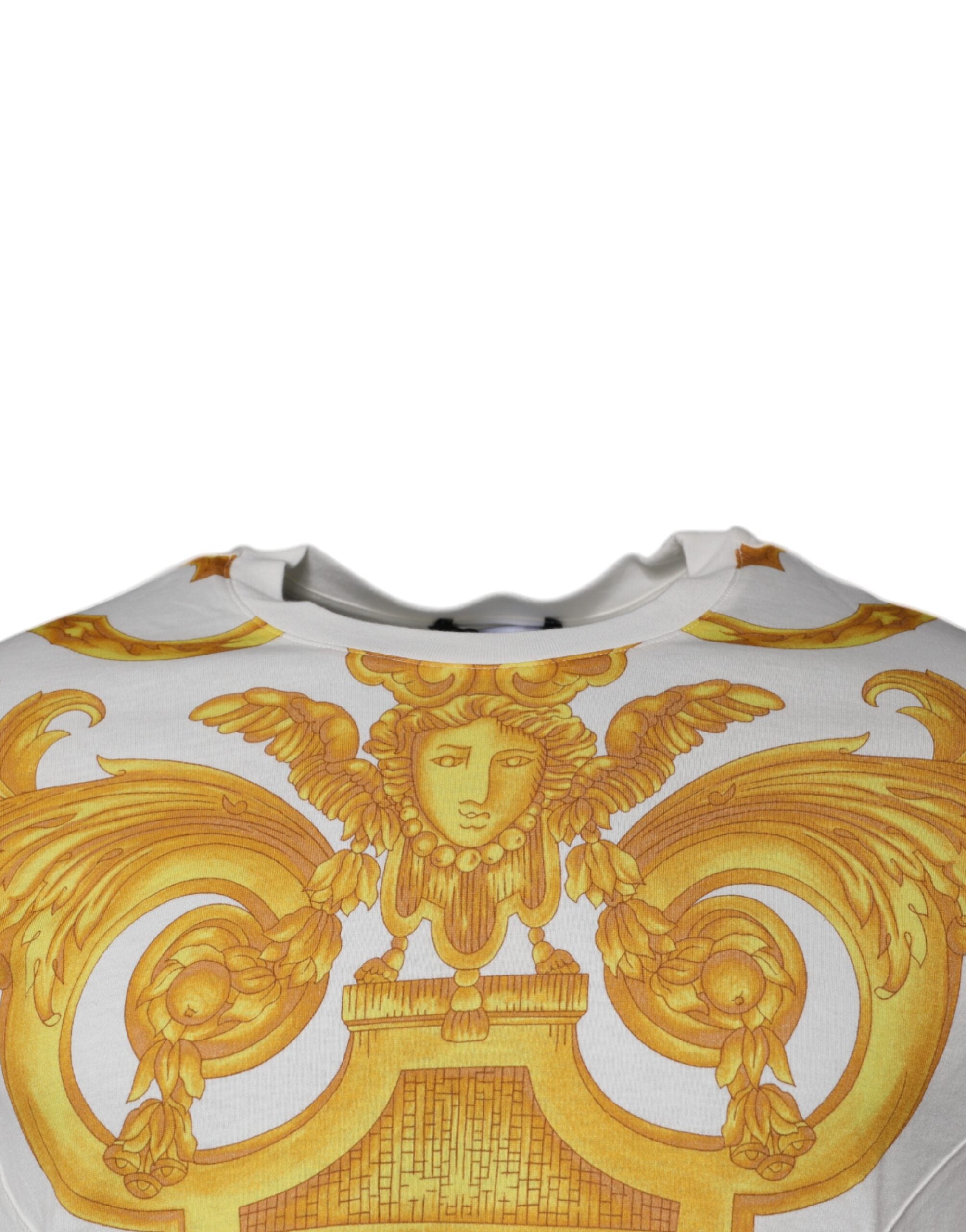 Versace white T-shirt with round neck and Medusa print, made of cotton-3