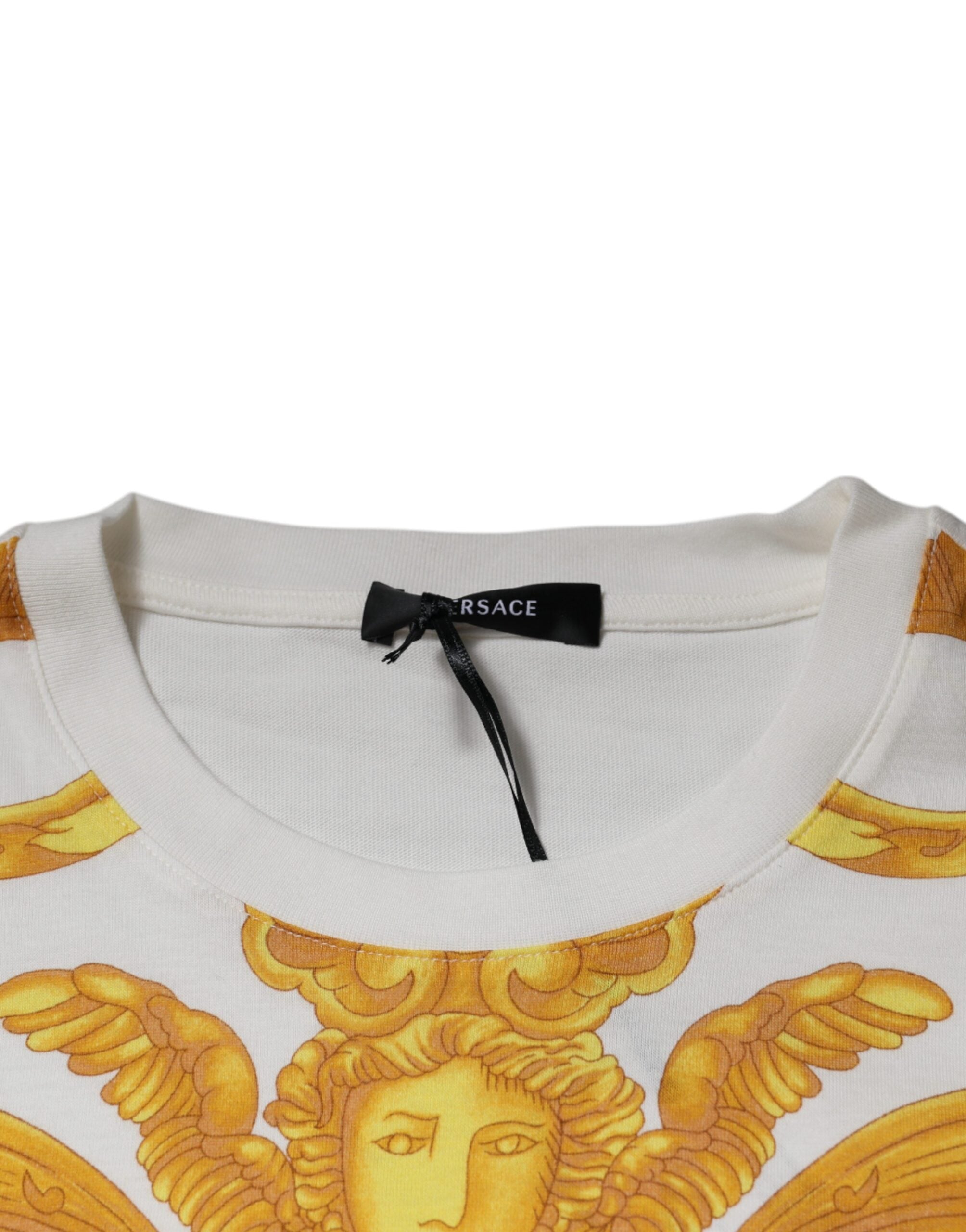 Versace white T-shirt with round neck and Medusa print, made of cotton-6