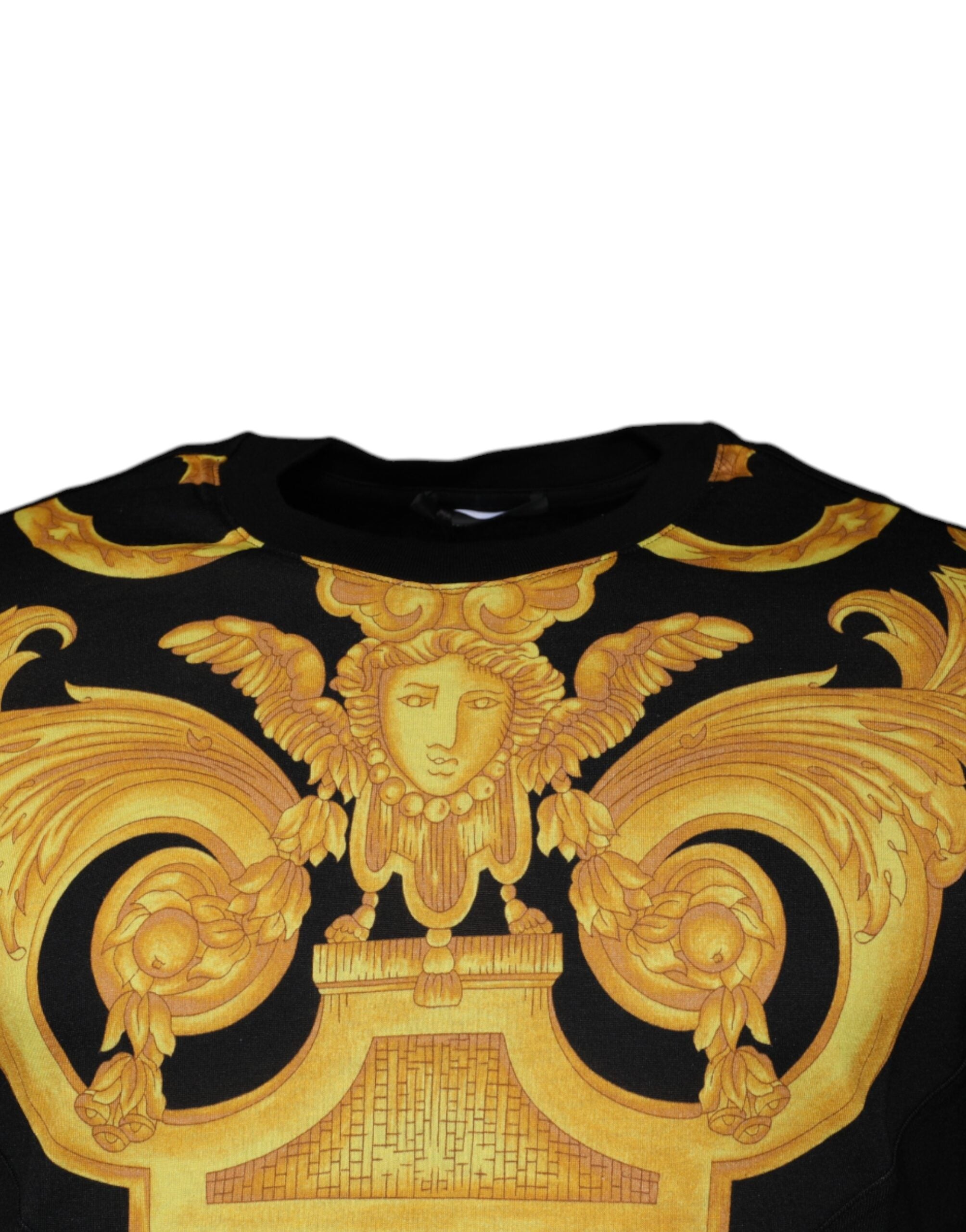 Versace black round neck cotton T-shirt with Medusa print-3