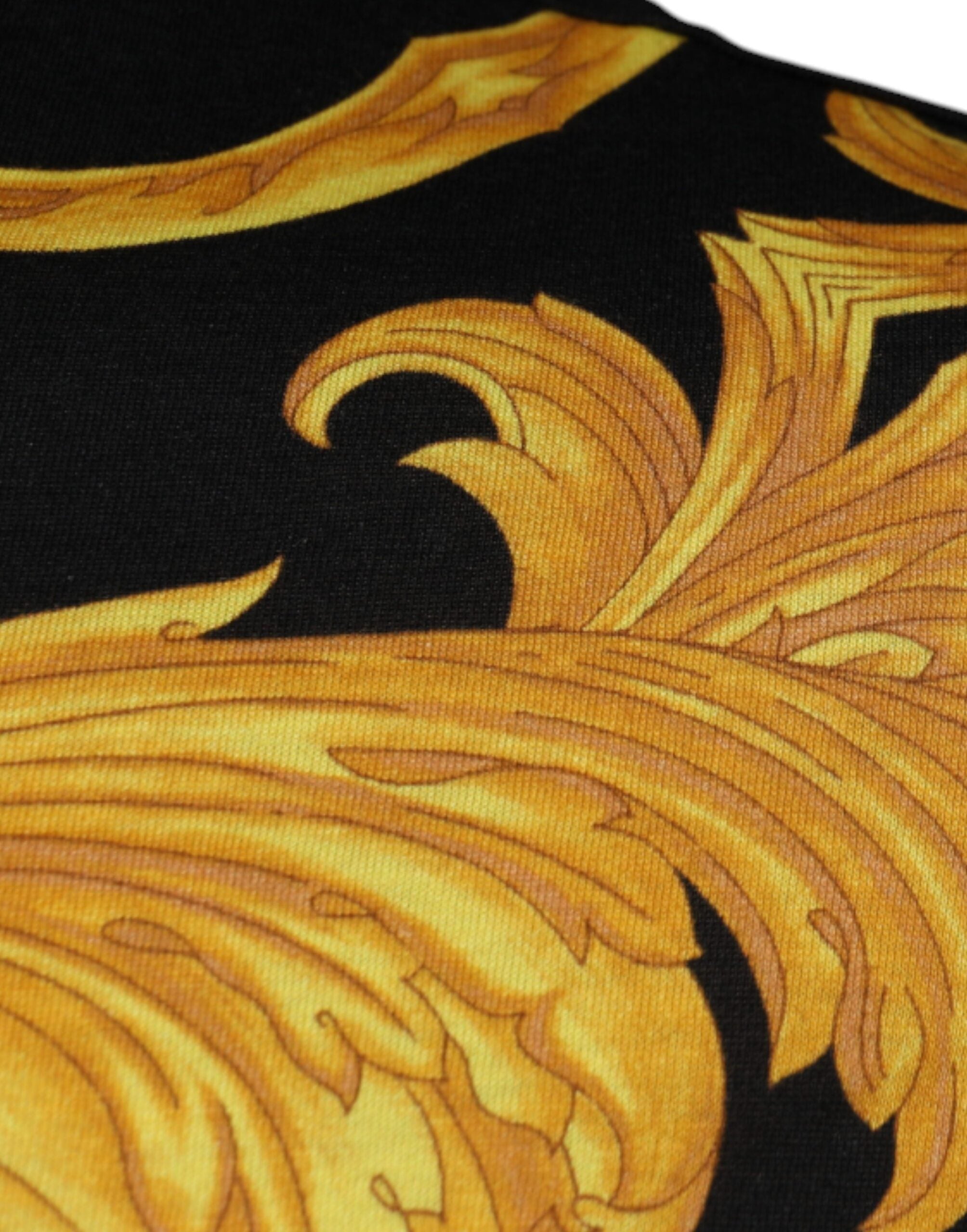 Versace black round neck cotton T-shirt with Medusa print-4