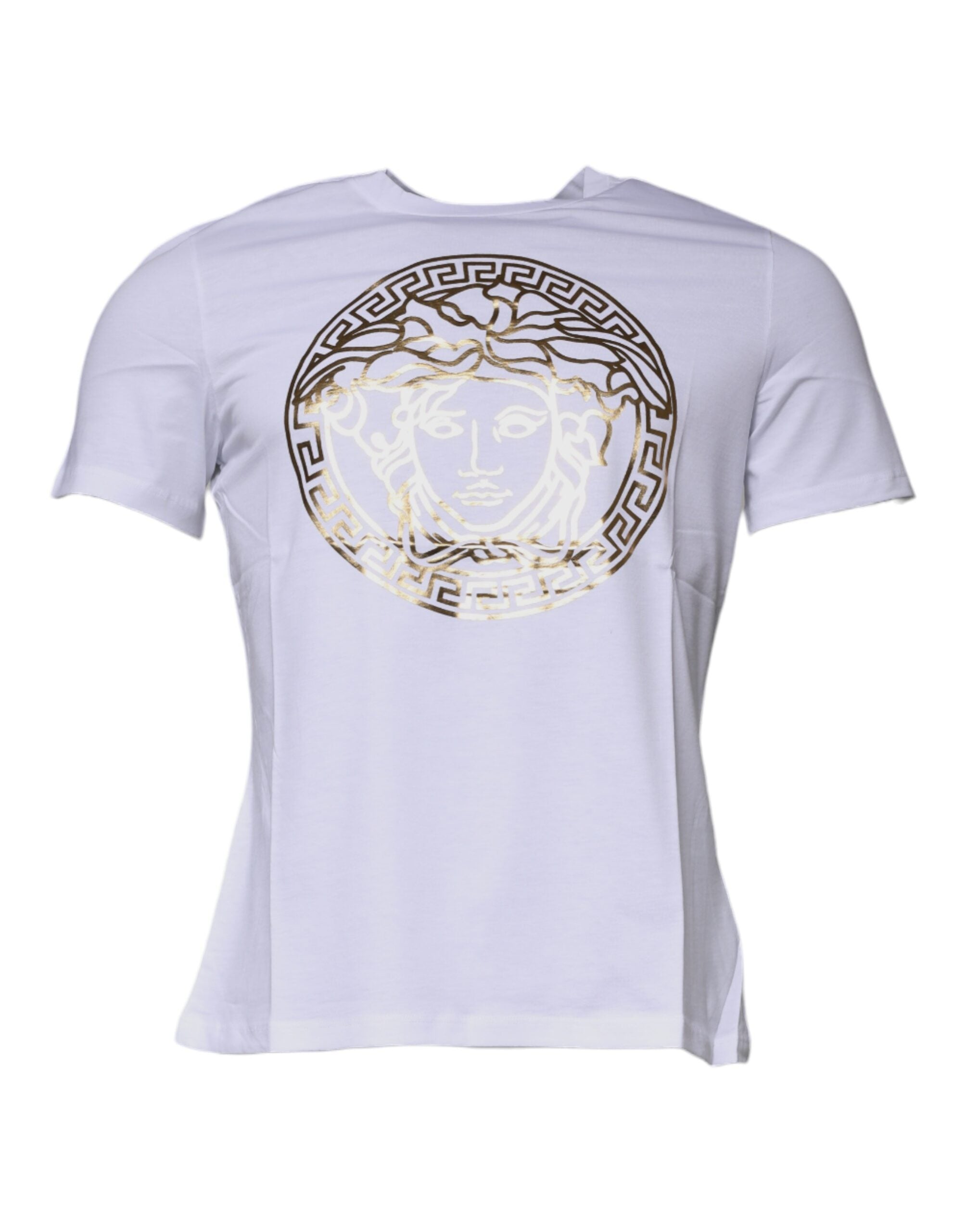 Versace white T-shirt with round neck and Medusa print, made of cotton-2