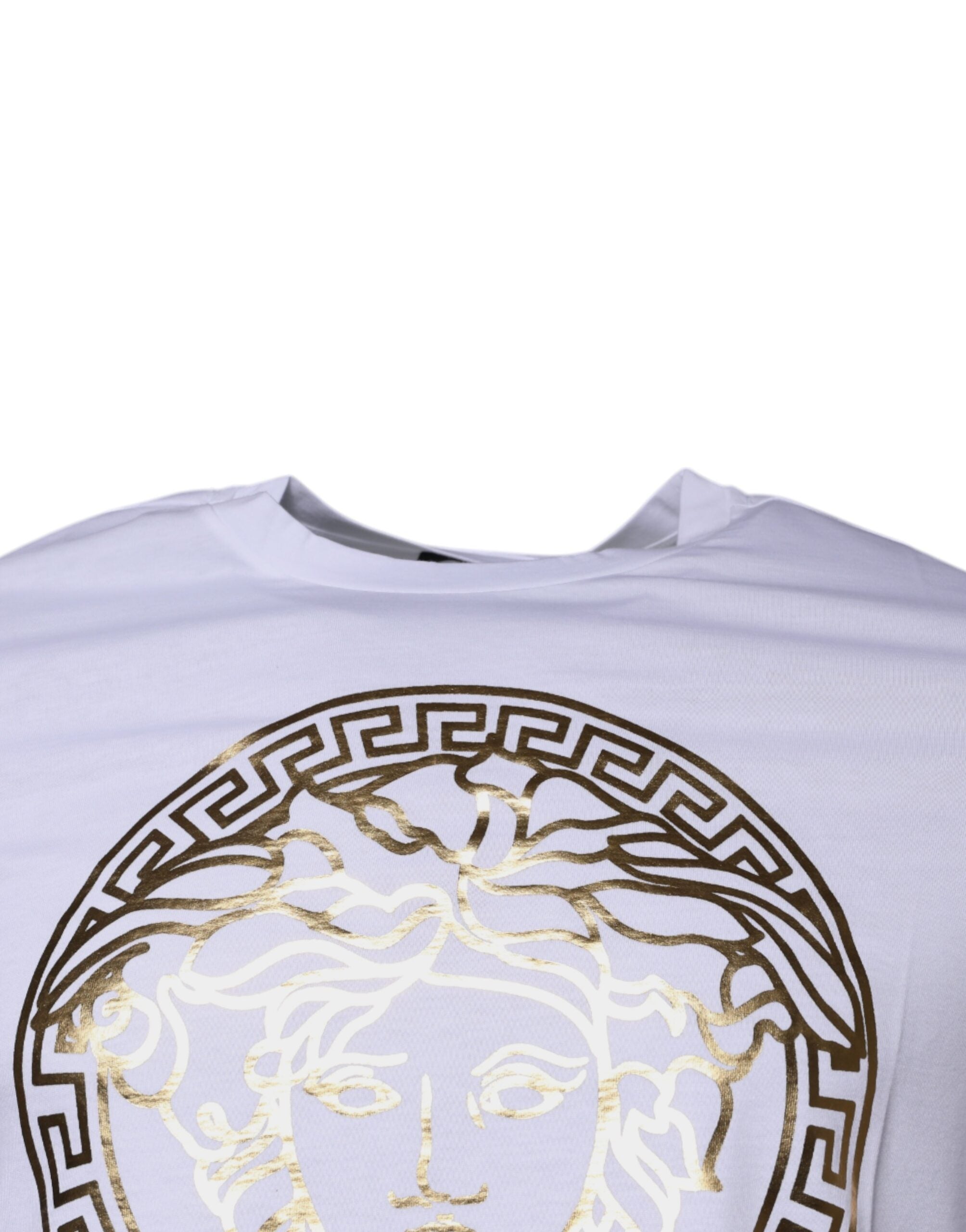 Versace white T-shirt with round neck and Medusa print, made of cotton-3