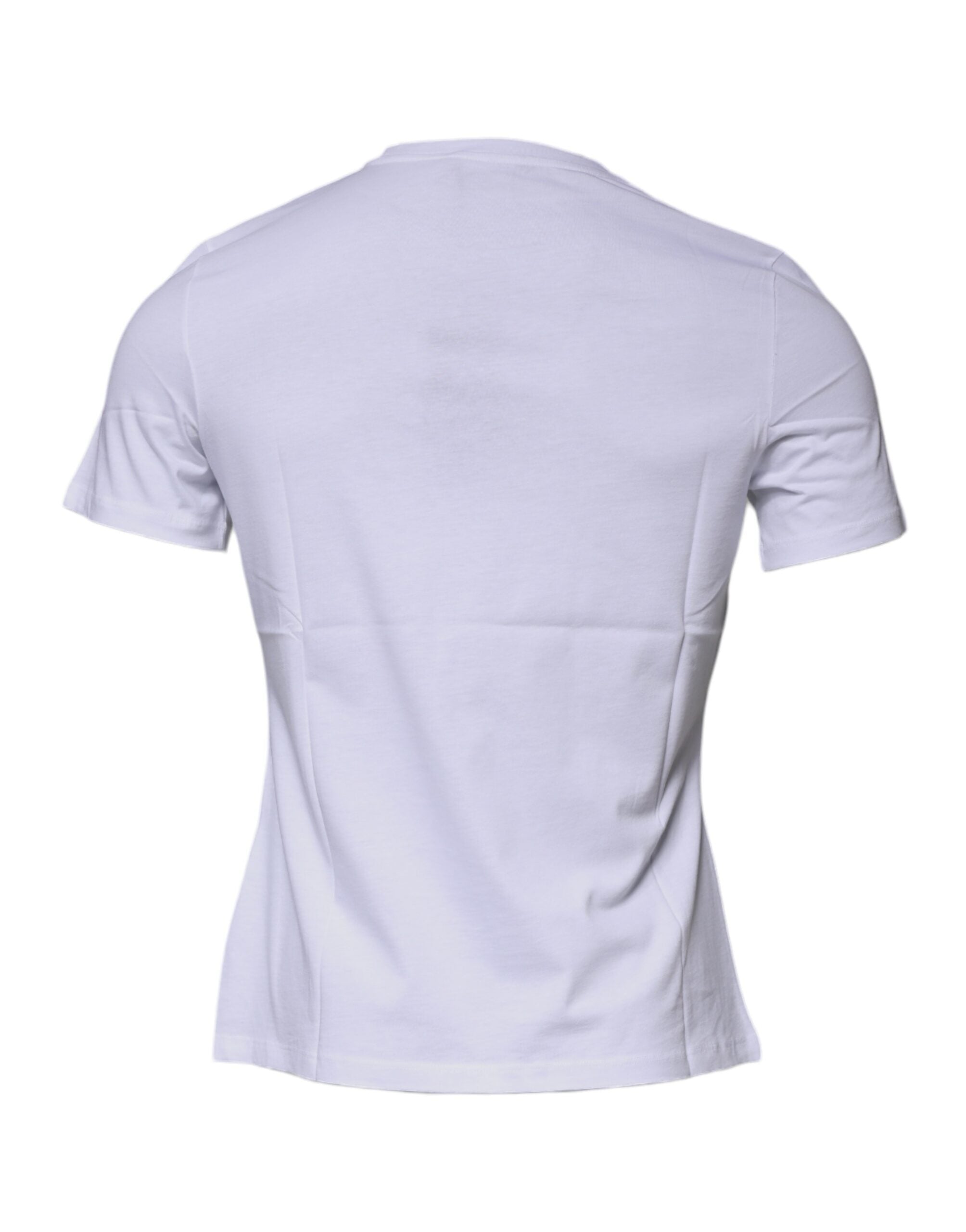 Versace white T-shirt with round neck and Medusa print, made of cotton-5