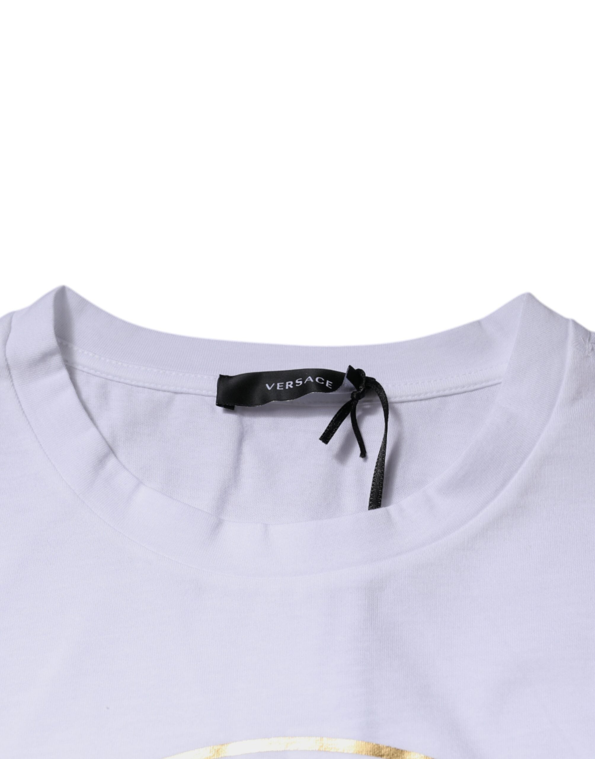 Versace white T-shirt with round neck and Medusa print, made of cotton-6