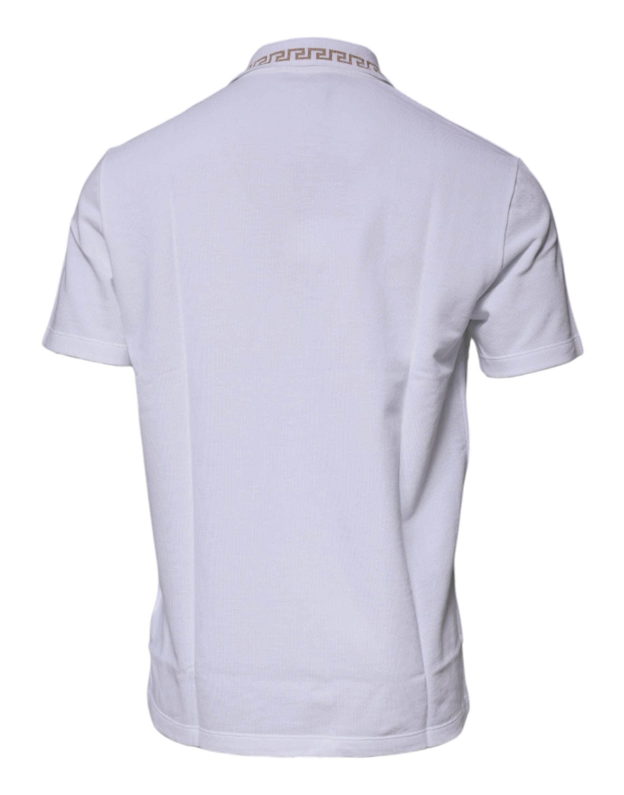 Versace white polo shirt with viscose collar for men with short sleeves-5