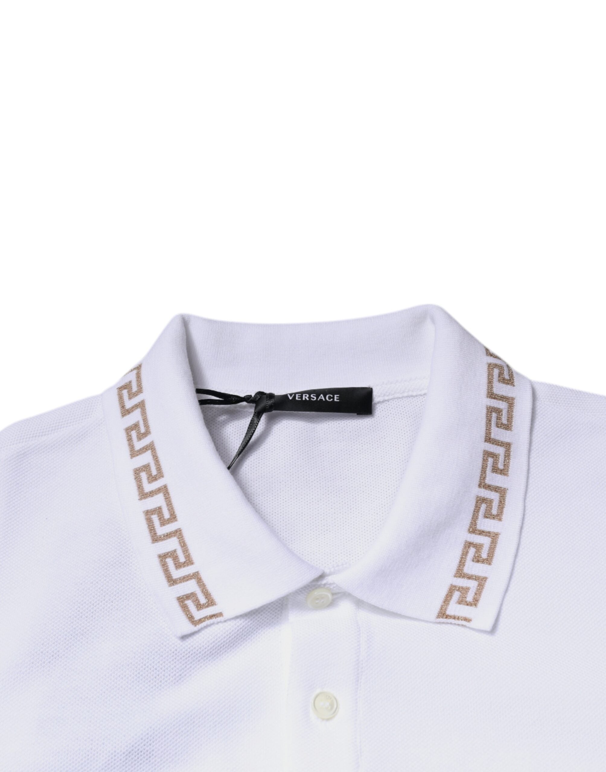 Versace white polo shirt with viscose collar for men with short sleeves-6