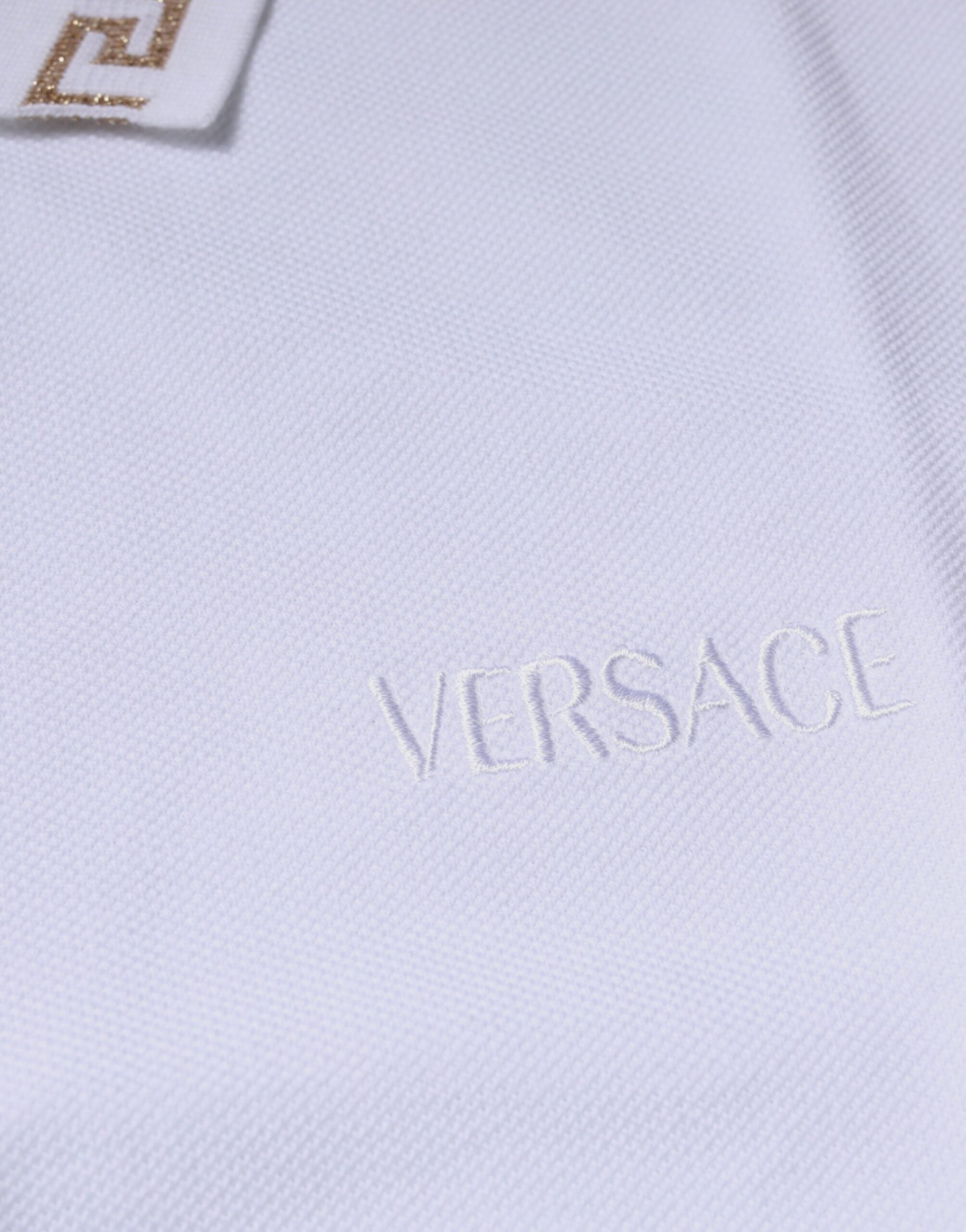 Versace white polo shirt with viscose collar for men with short sleeves-7