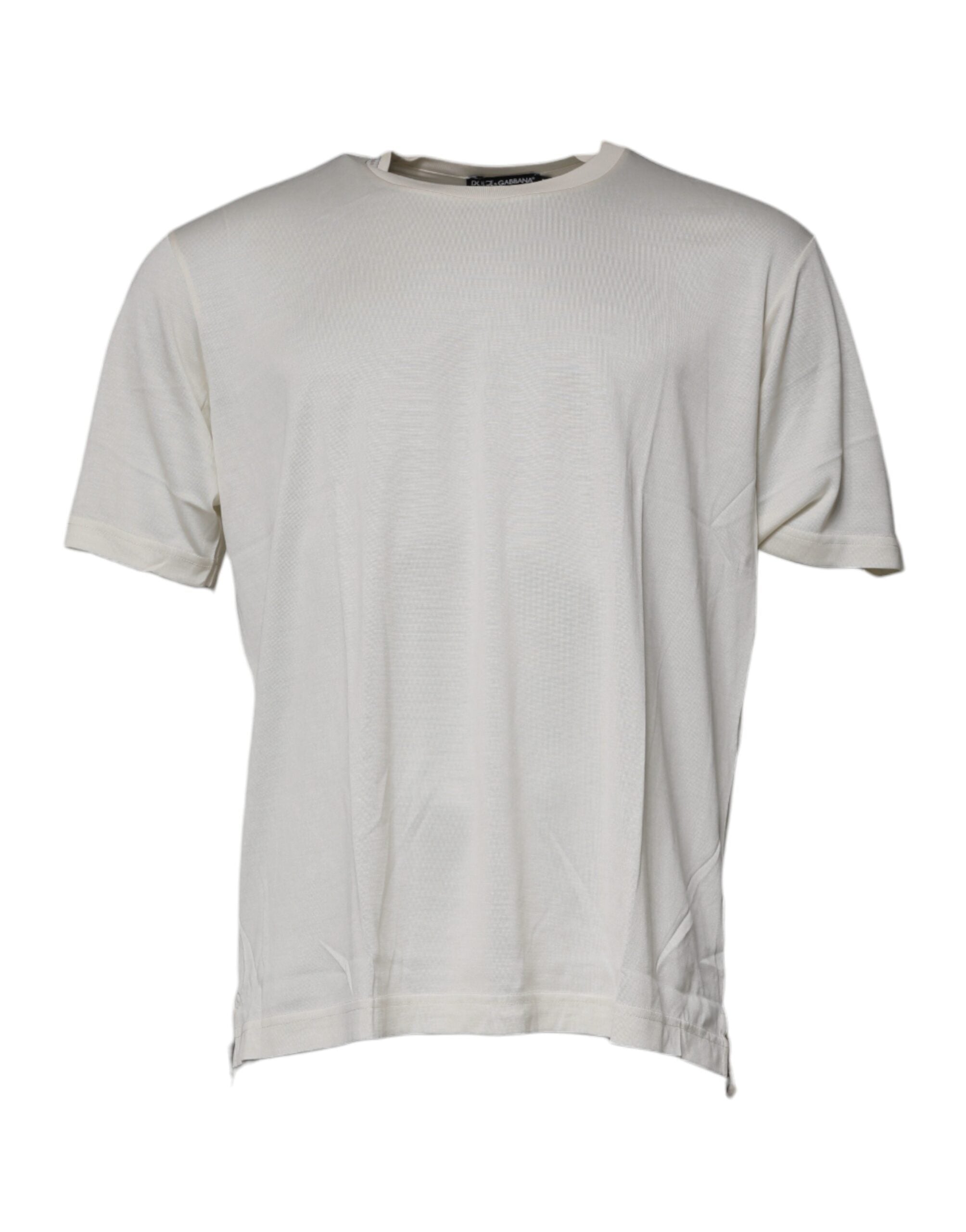 Dolce & Gabbana White Short Sleeve T-Shirt with Round Neck-2