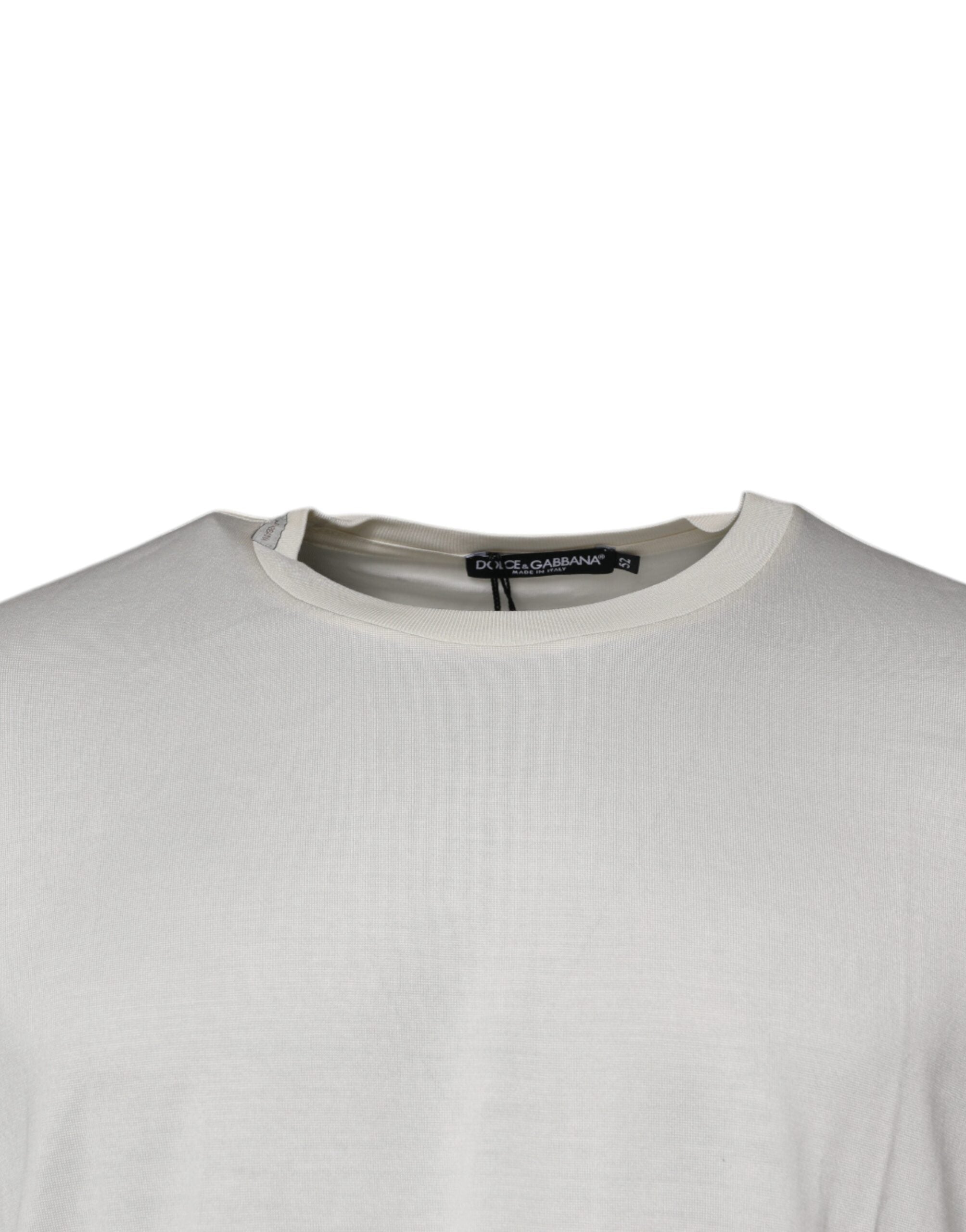 Dolce & Gabbana White Short Sleeve T-Shirt with Round Neck-3