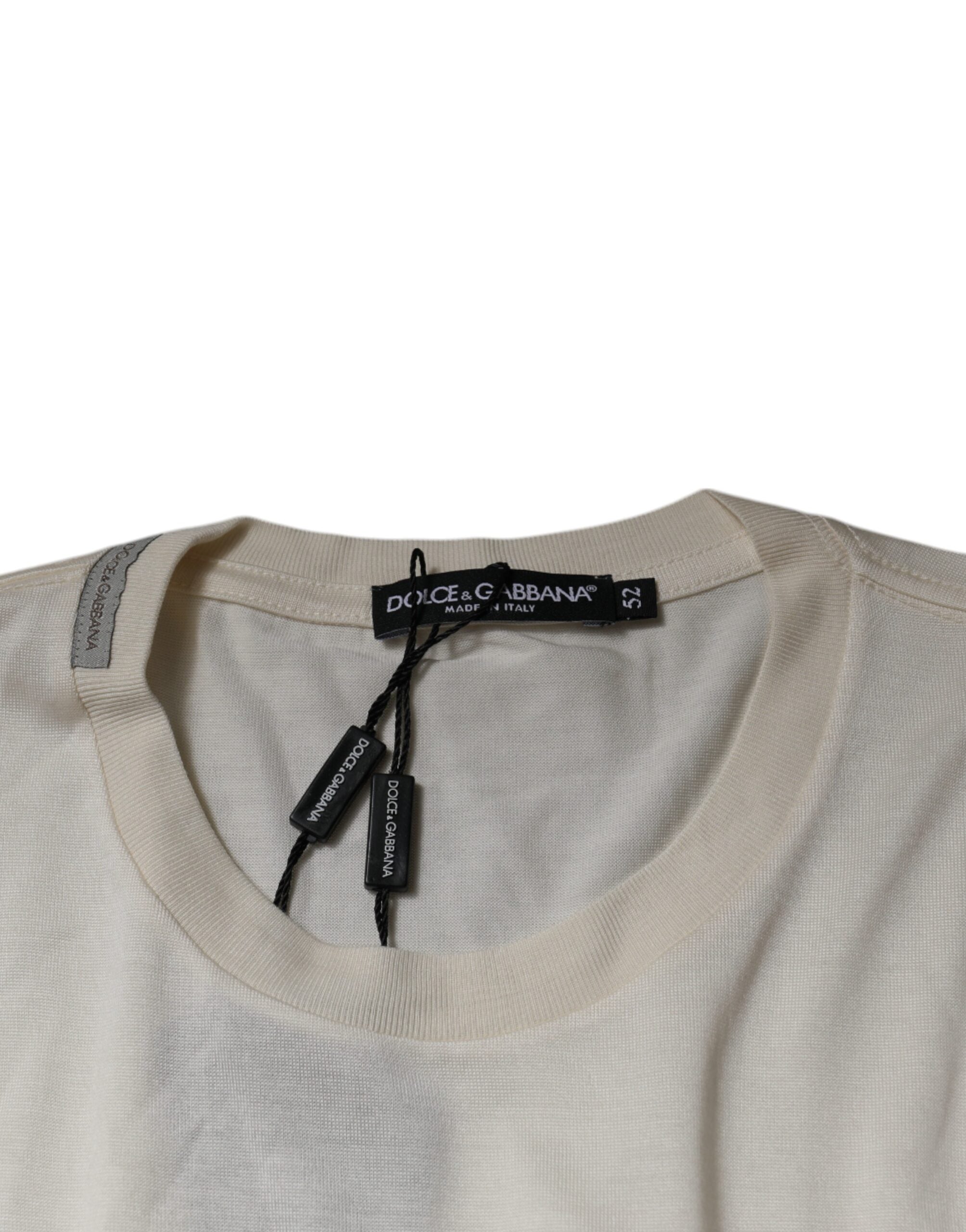 Dolce & Gabbana White Short Sleeve T-Shirt with Round Neck-6