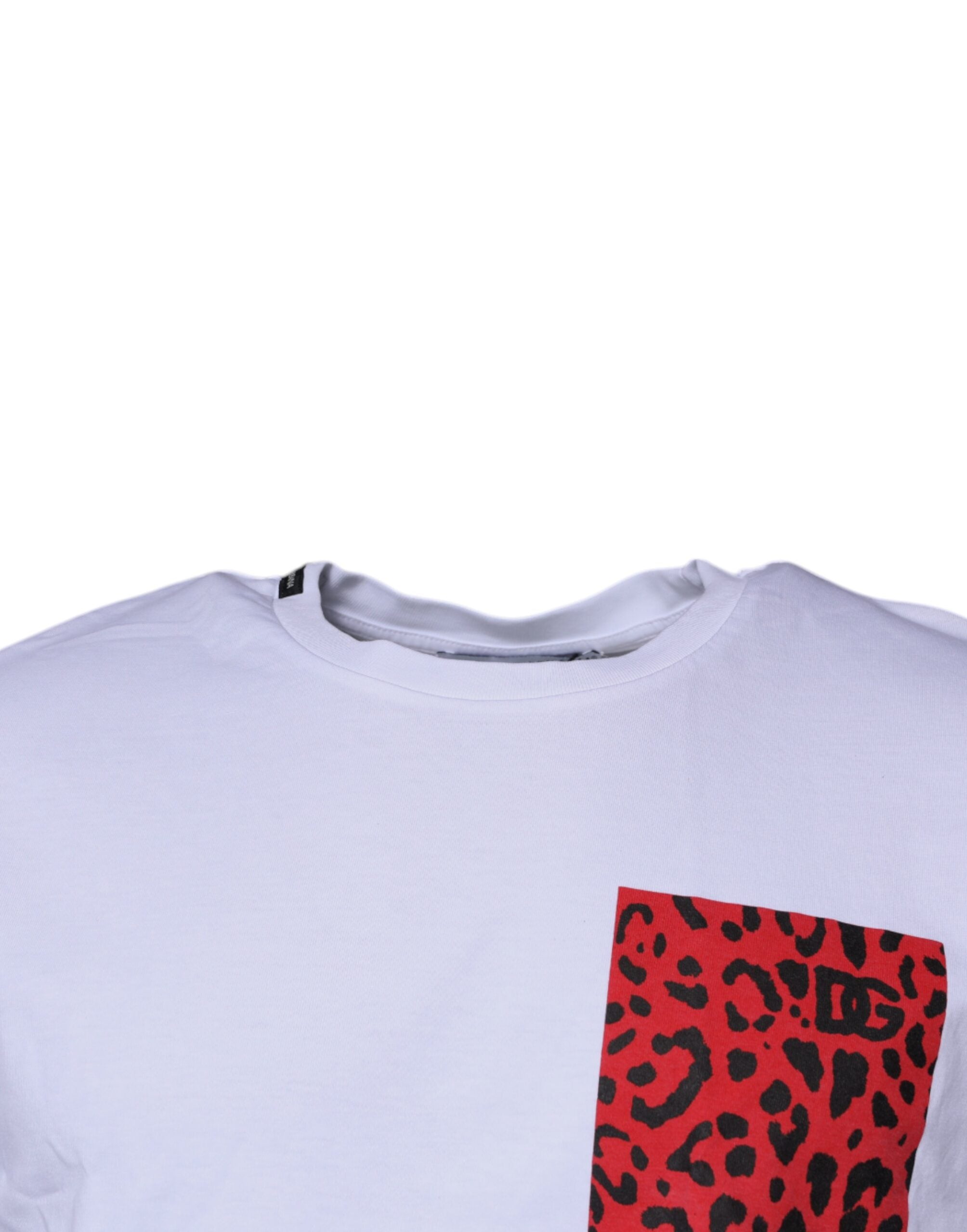 Dolce & Gabbana White Red Leopard Cotton Crew Neck T-Shirt-3