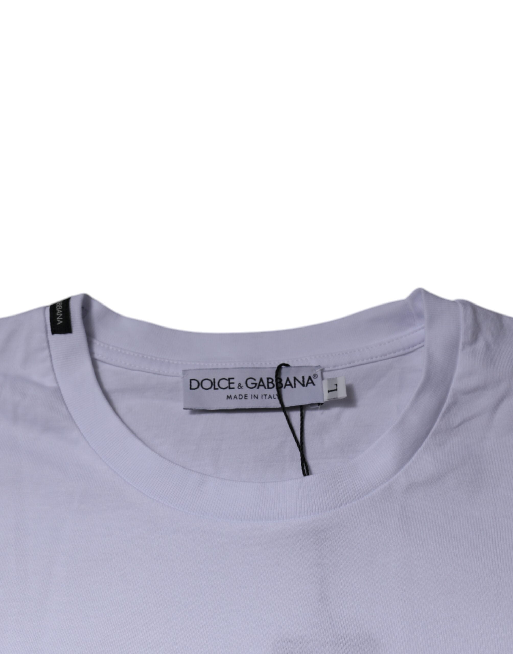 Dolce & Gabbana White Red Leopard Cotton Crew Neck T-Shirt-6