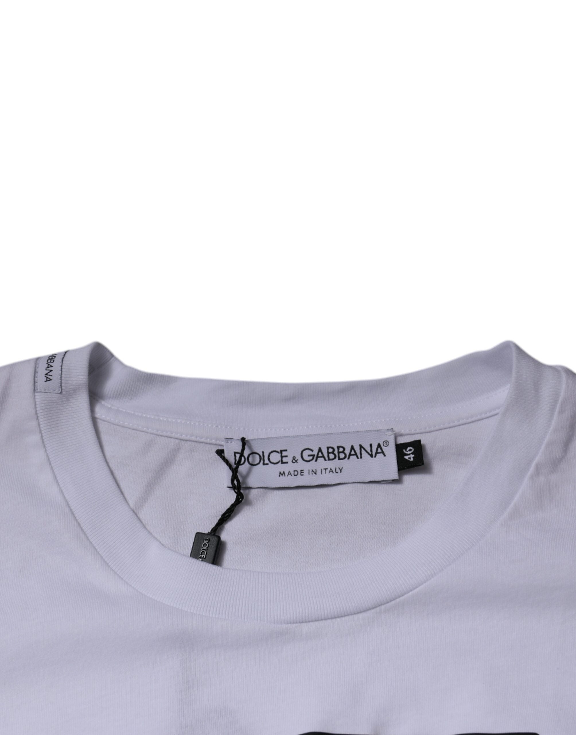 Camiseta blanca de algodón con cuello redondo y logotipo DG de Dolce & Gabbana-6