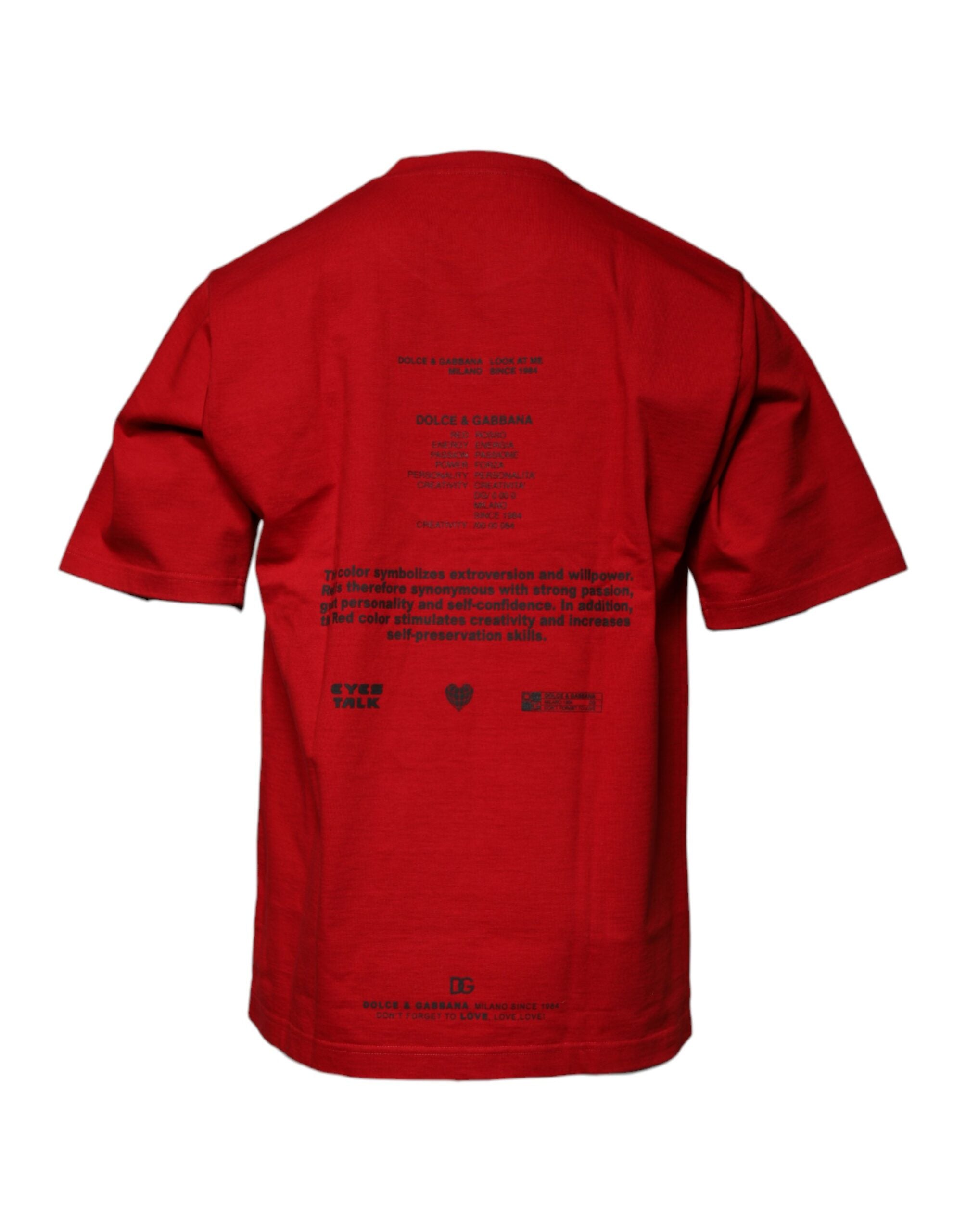 Dolce & Gabbana Rotes DG Eye Baumwoll-T-Shirt mit Rundhalsausschnitt-5